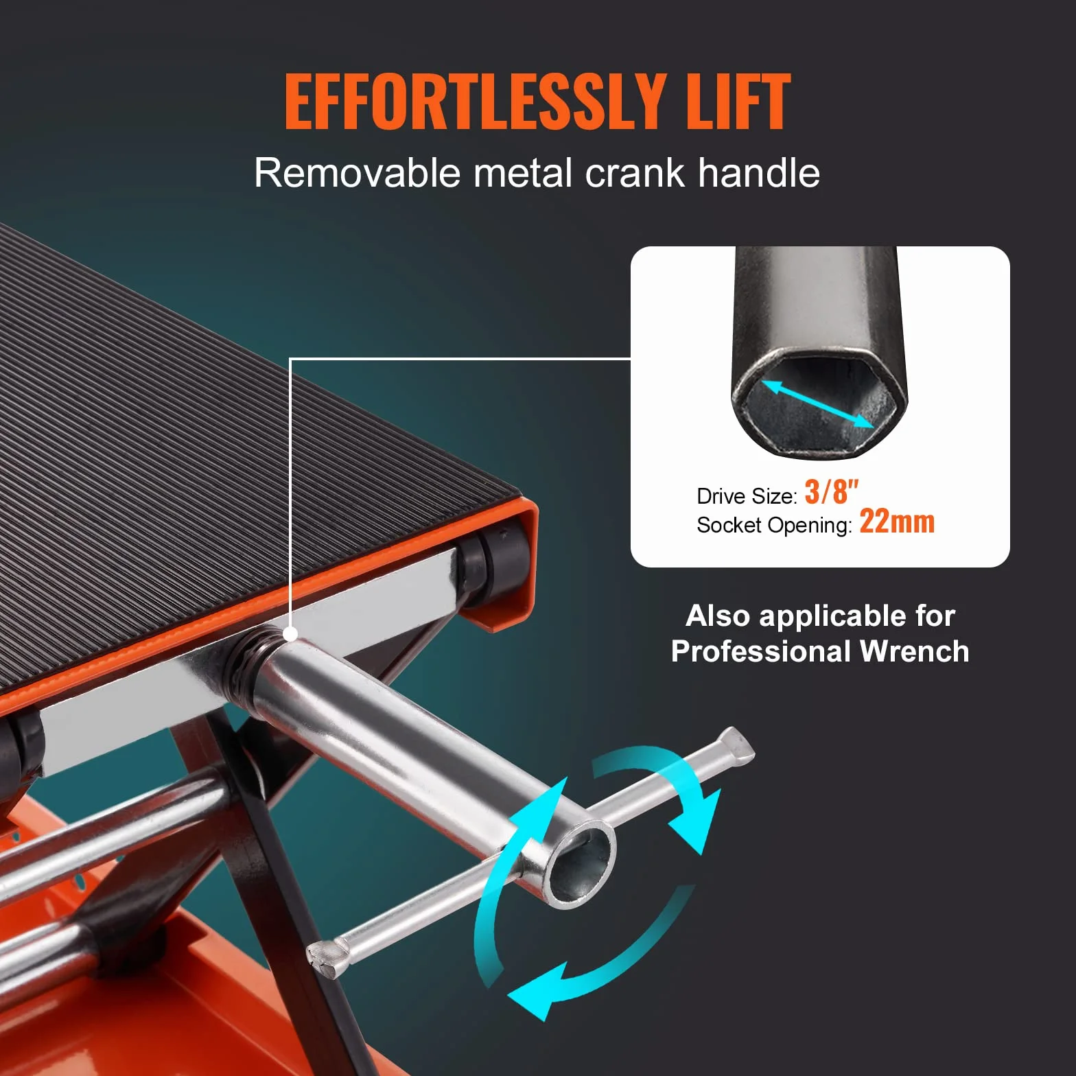 VEVOR Sollevatore Idraulico Moto da Officina 500kg Altezza Regolabile 9,5-35cm Piattaforma 36,5x22,2cm