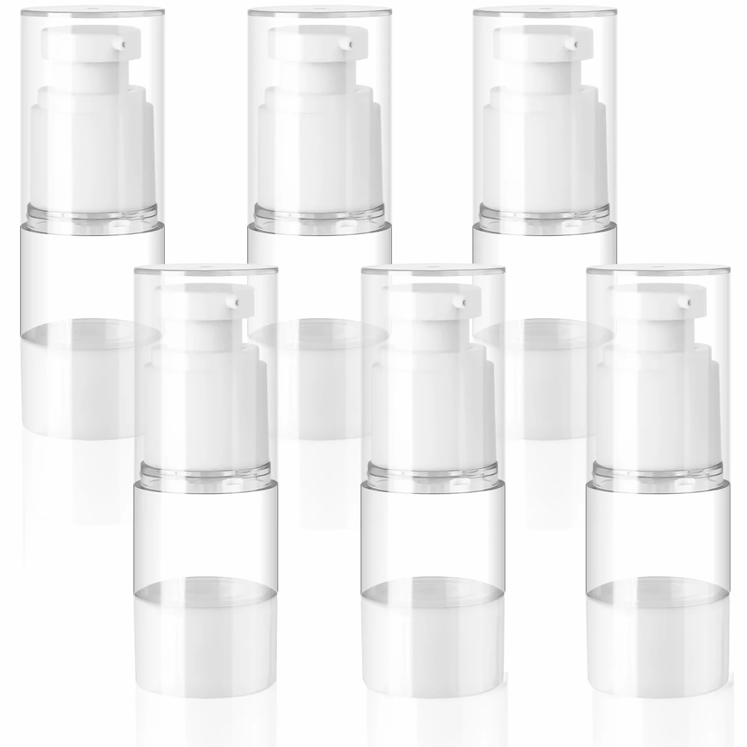 6 distributori di pompaggio airless da 15 ml, dispenser di crema, vuoto, contenitore per cosmetici, vuoto da viaggio, per lozioni, shampoo cosmetici