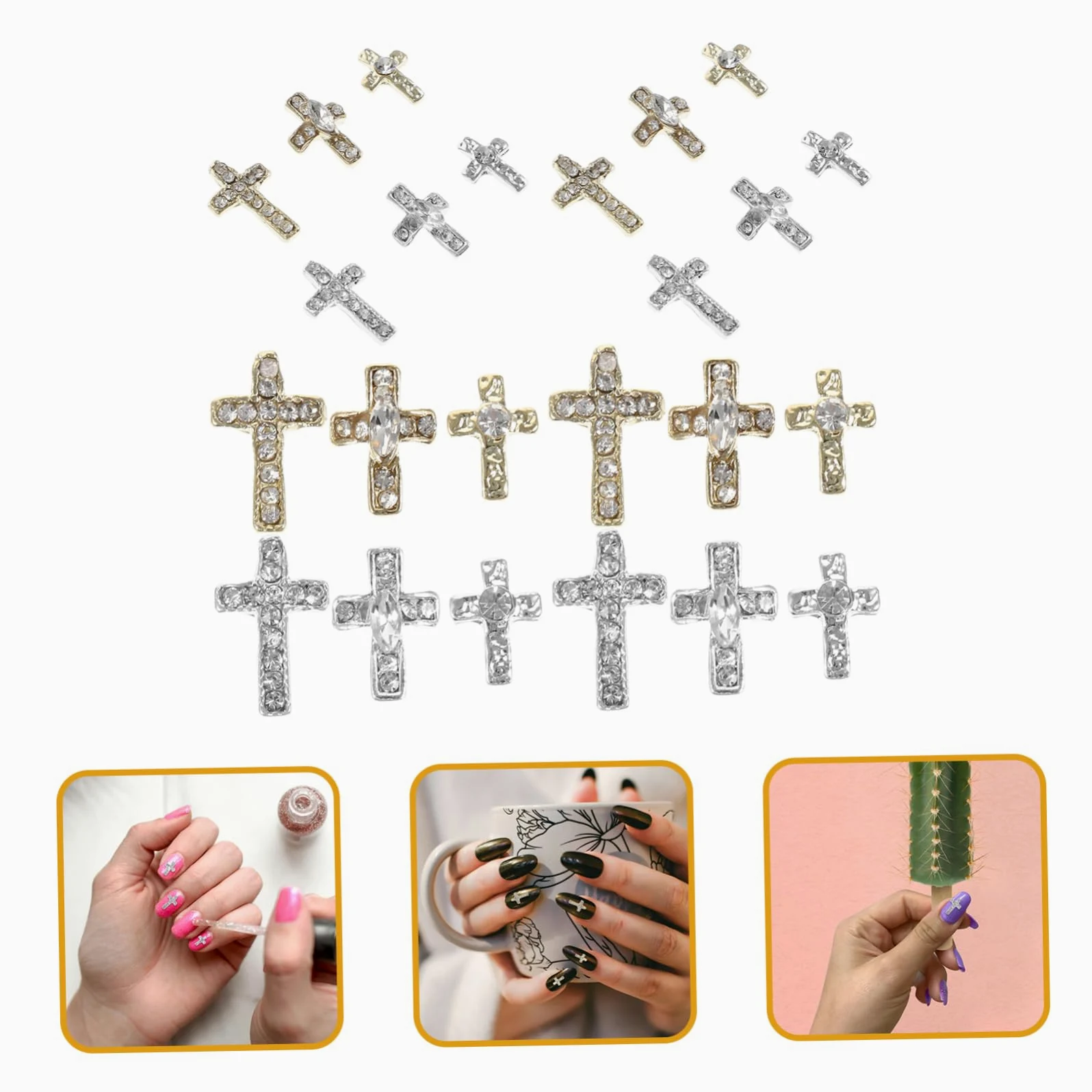 FOMIYES 4 Set Smalto A Croce Fascino Delle Unghie Ciondoli Per Unghie Strass Forniture Per Unghie Ciondoli Per Unghie Per Unghie Acriliche Fascino Per Unghie Lega Di Zinco 60 Pezzi * 4