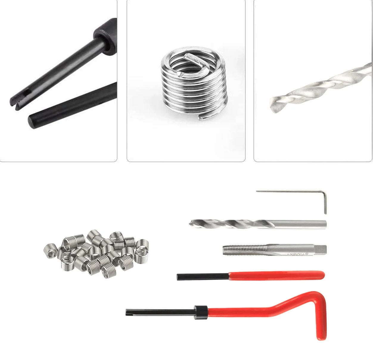 Set di riparazione filettature M6 30 pezzi utensile manuale metrico kit elicoidali