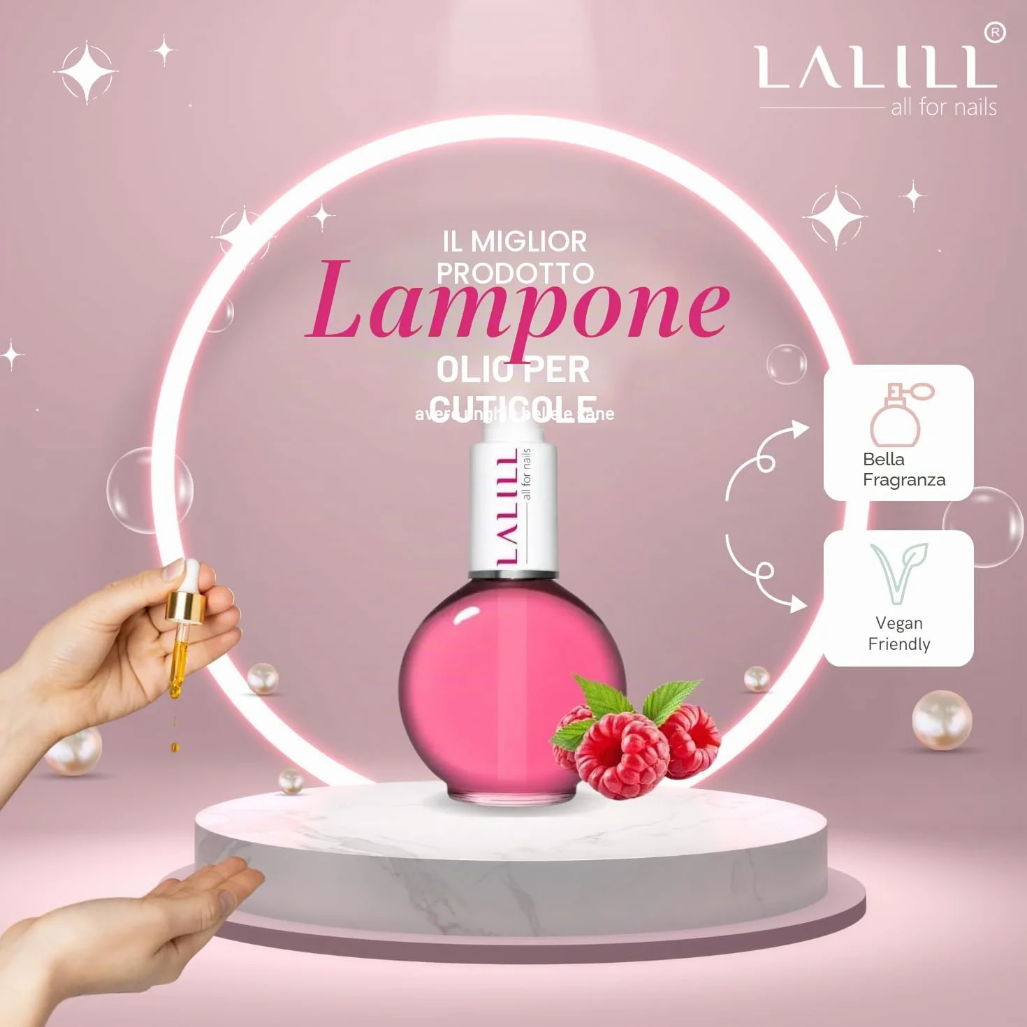 LALILL Olio per Cuticole e Unghie 75ml Lampone Idratante Rigenerante