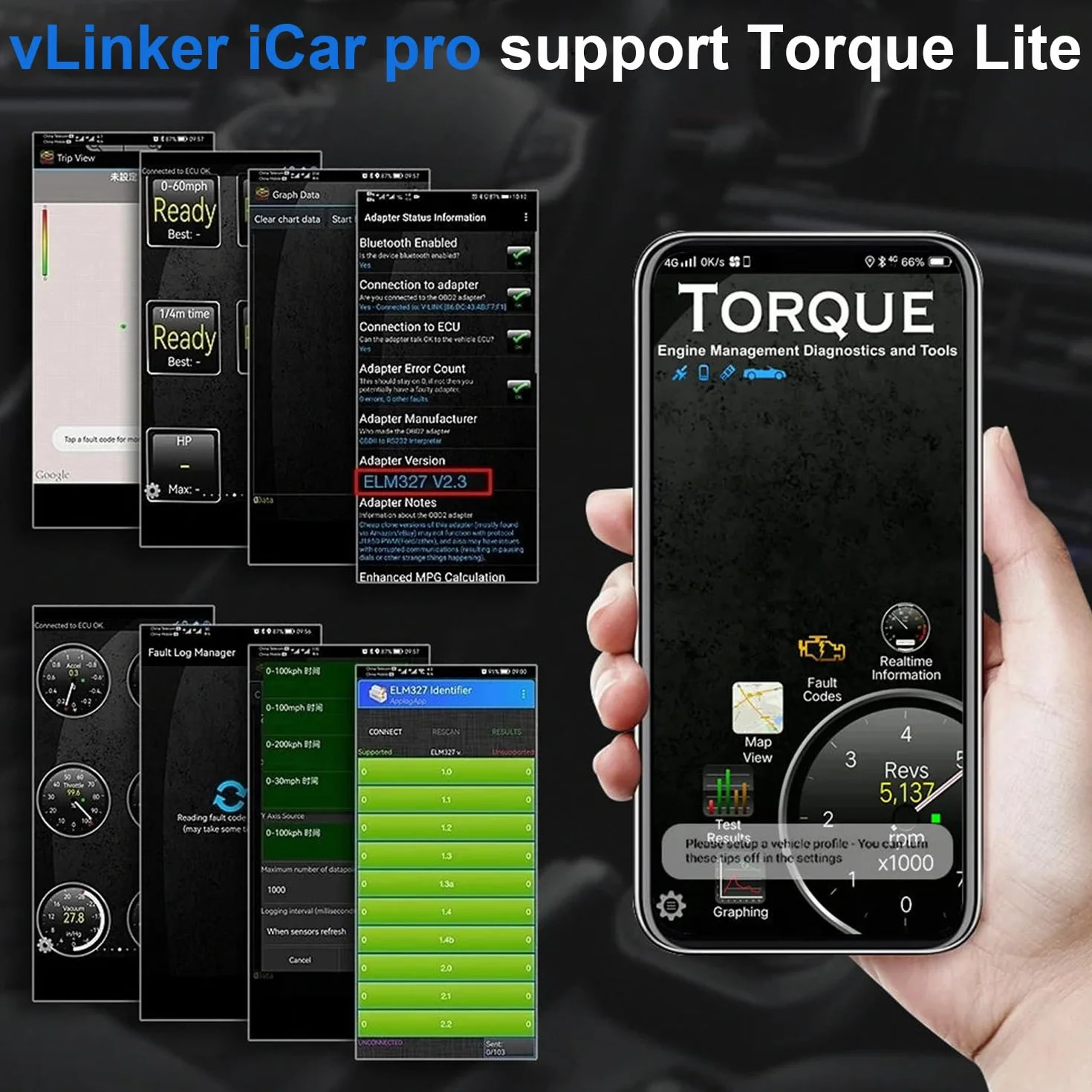 Vgate iCar Pro BLE OBD2 Bluetooth Scanner per iOS Android Auto Lettore di Codice Diagnostico