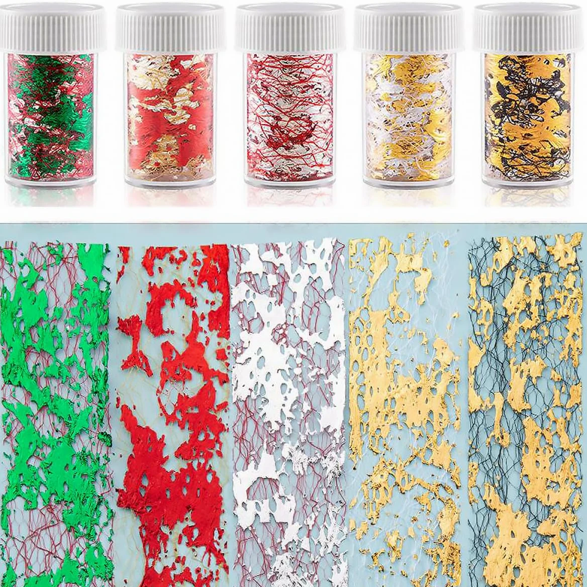 SHERCHPRY 3 Set Adesivi Per Unghie Decorazioni Mesh Per Nail Art Con Design Vari Colori Per Manicure Te Per Donne E Ragazze 10 Pezzi * 3