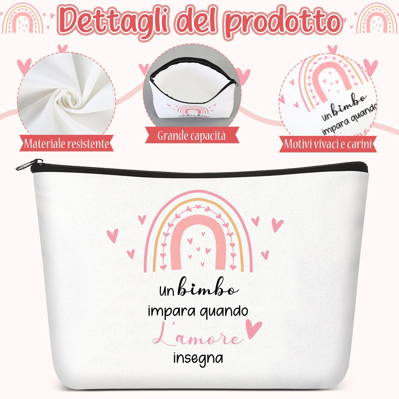 Jadive Set Regalo Maestra Fine Anno Borsa per Cosmetici Portachiavi Biglietto di Ringraziamento a Forma di Cuore in Legno Penna a Sfera in Legno Regalo Creativo Addio per Insegnante