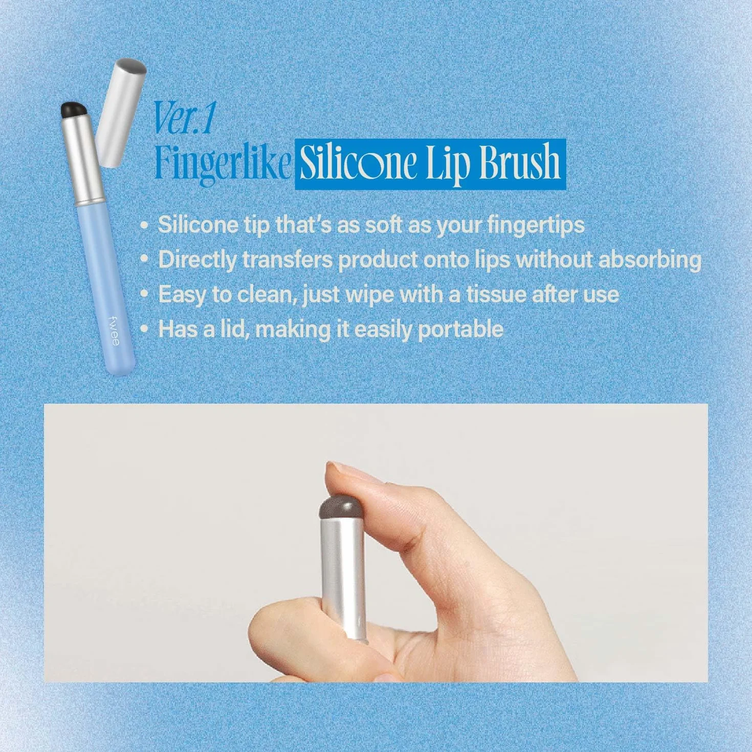 fwee Pennello per labbra in silicone | Pennello per trucco multifunzione con cappuccio blu