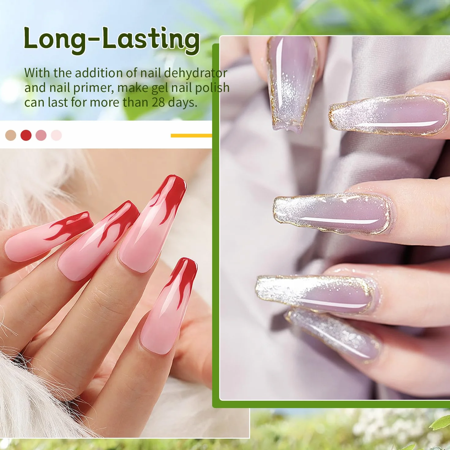JODSONE 4 Bottiglie 10ML Primer per unghie Base Coat Top Coat Lucido ad asciugatura rapida Nail Art Design Regalo