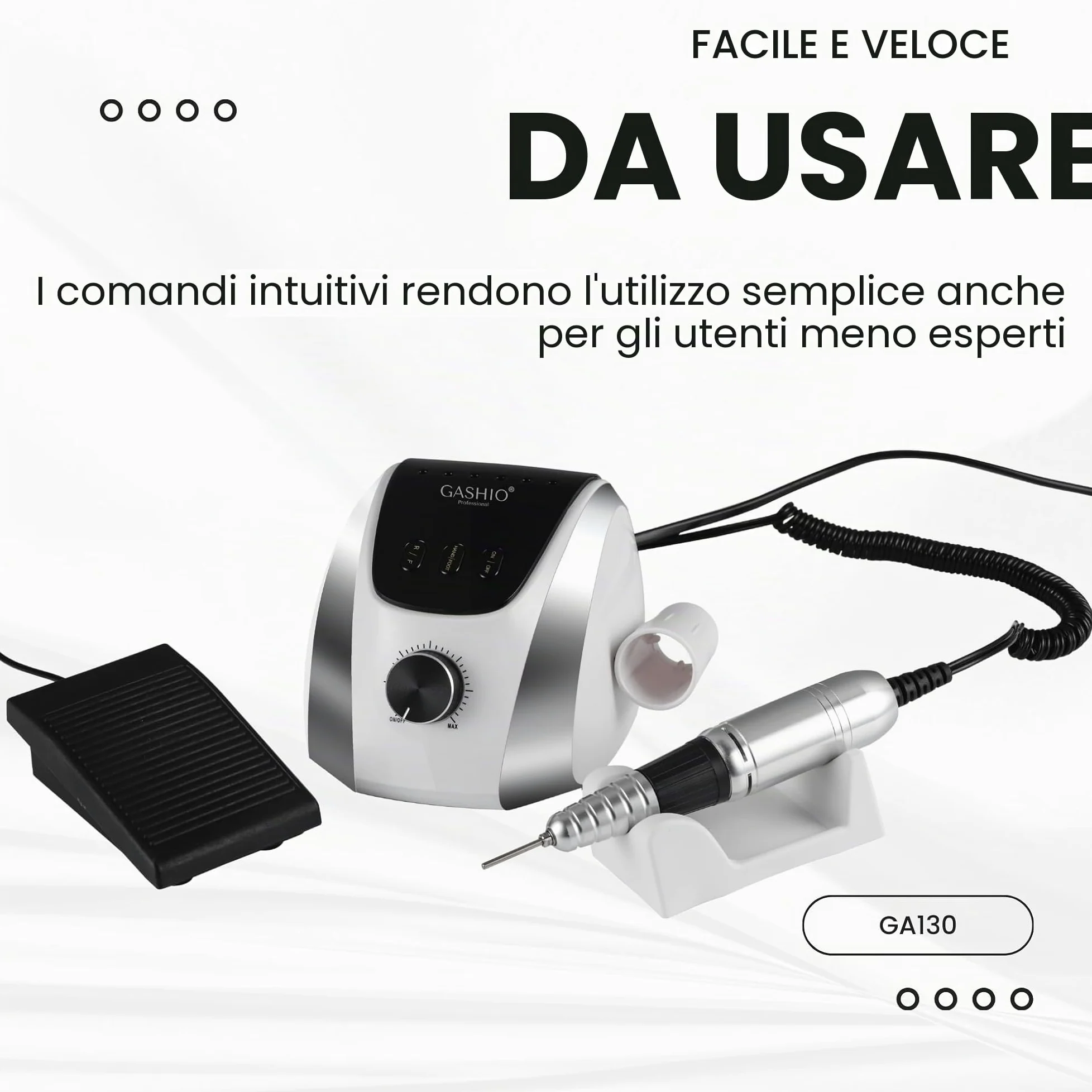 Fresa per unghie in gel | Nail Drill 65 W | Lima elettrica | Manicure Pedicure Set elettrico | Fresa per unghie con cavo | Fresa per unghie con pedale | Macchina per unghie | 35,000 giri/min