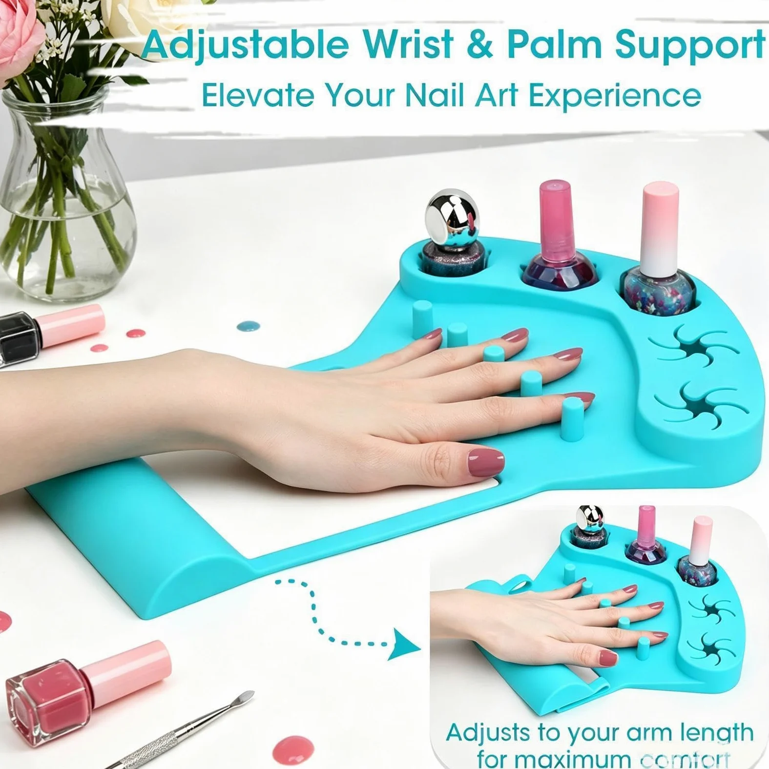 Tappetino in silicone con supporto per lucidatura unghie Postazione per la | Supporto in silicone per la manicure Per donne principianti, pittura unghie, saloni, feste e