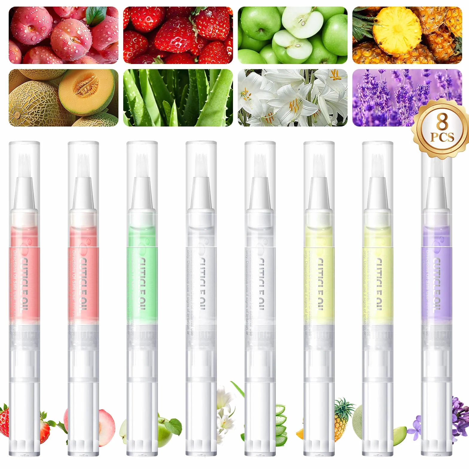PEACECOLOR Olio per Unghie e Cuticole, 8 Penne ad Olio per Cuticole, Protezione per La Pelle, per la Riparazione di Unghie Screpolate e Secche
