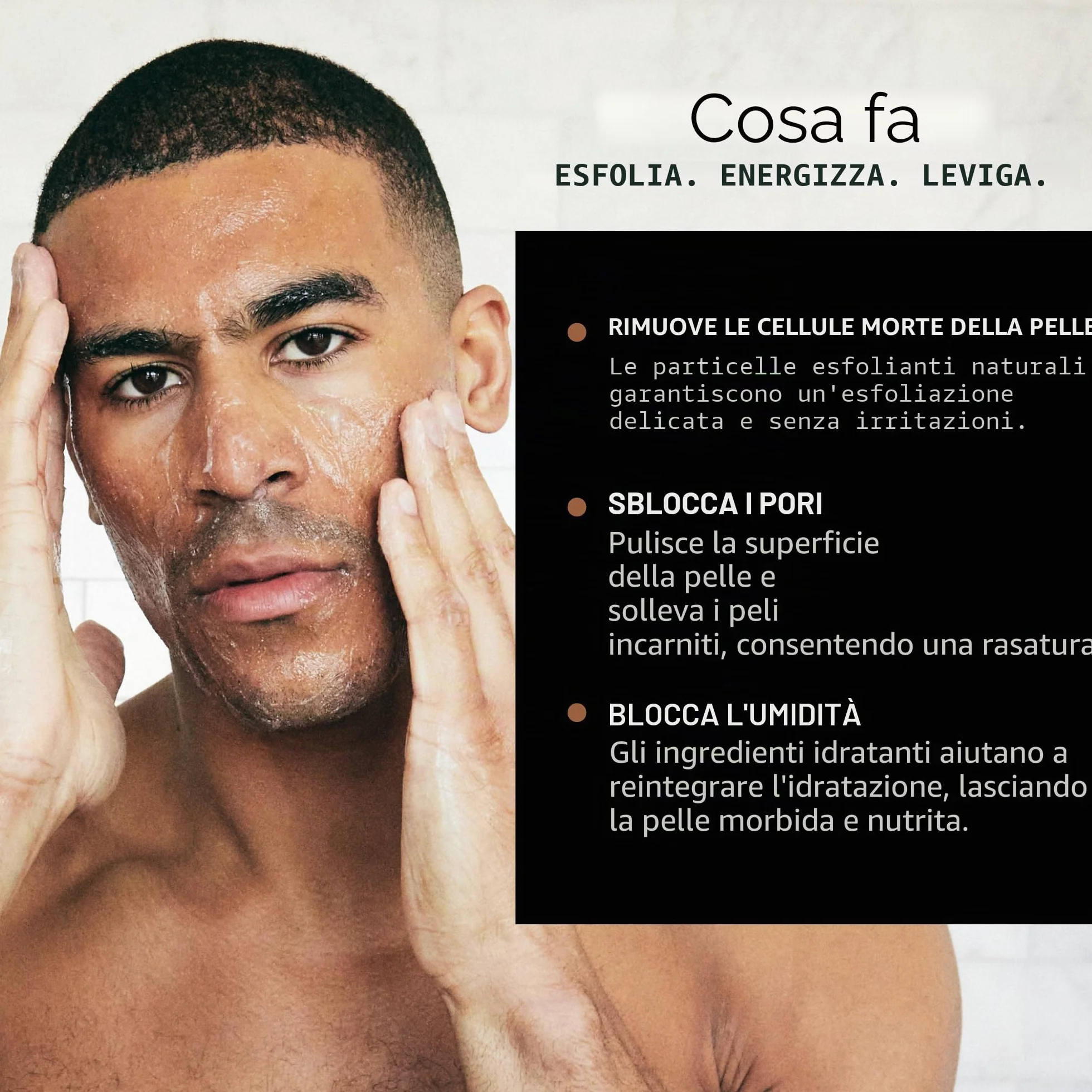 Brickell Men's Scrub Viso Rinnovatore per Uomo, Naturale e Biologico, Scrub Viso Esfoliante Formulato con Perline di Jojoba, Extra di Caffè e Pomice, 118ml, Profumato
