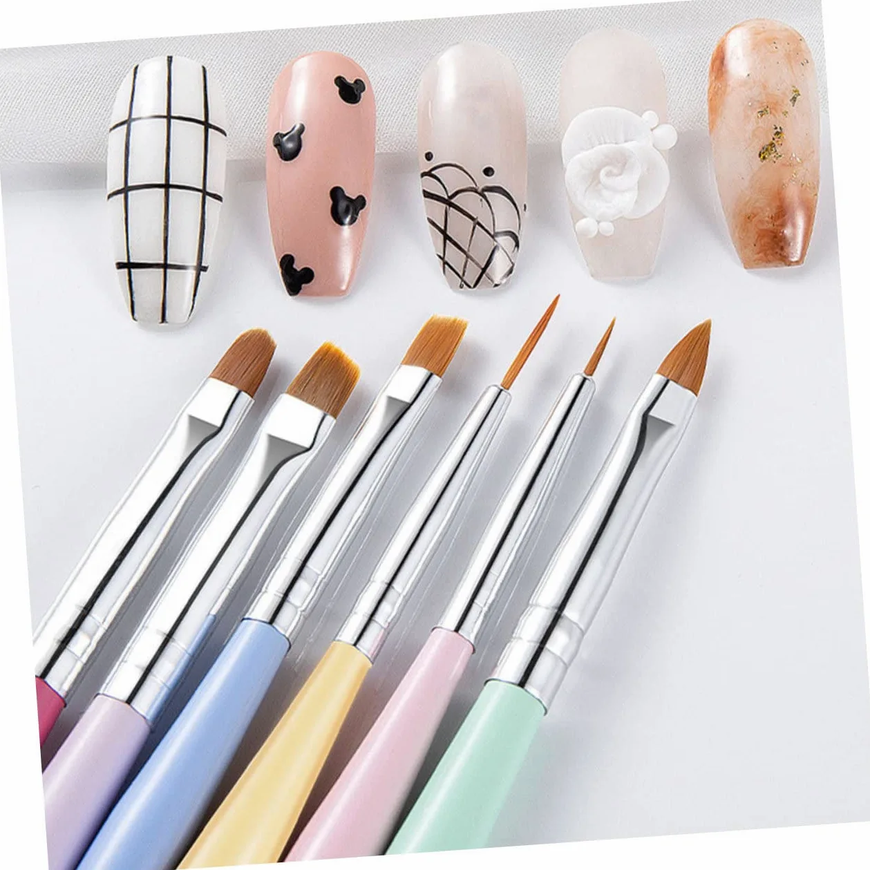 FRCOLOR Pz Penna per unghie pennelli unghie professionali pennelli nail art professionali doppia testa penna da disegno penna scolpita Pennarello Accessori tubo di alluminio