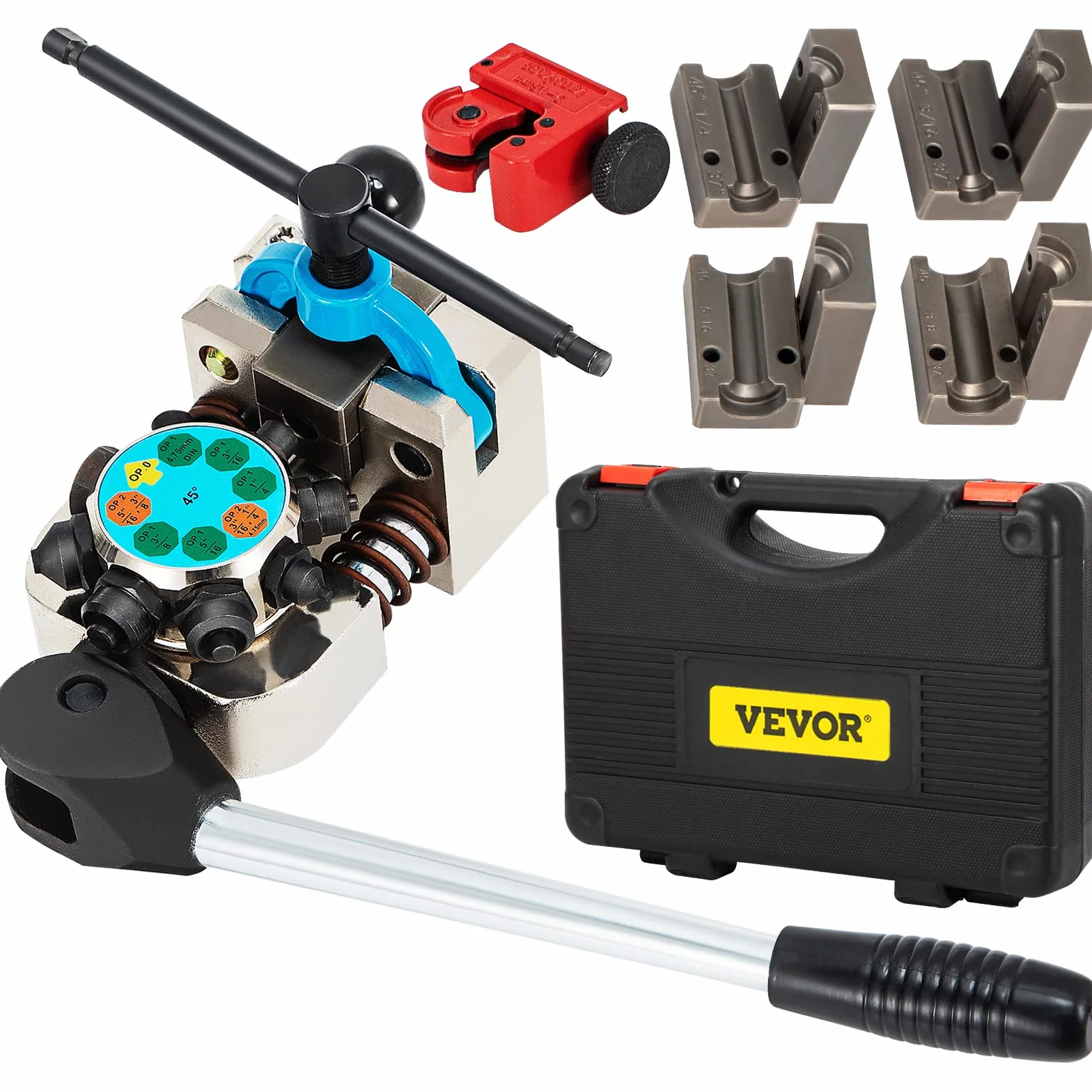 VEVOR Strumento per svasare linea freno, svasatore singolo doppio bolla 45 gradi per tubi 3/16", 1/4", 5/16", 3/8", adatto per linee metallo morbido rame