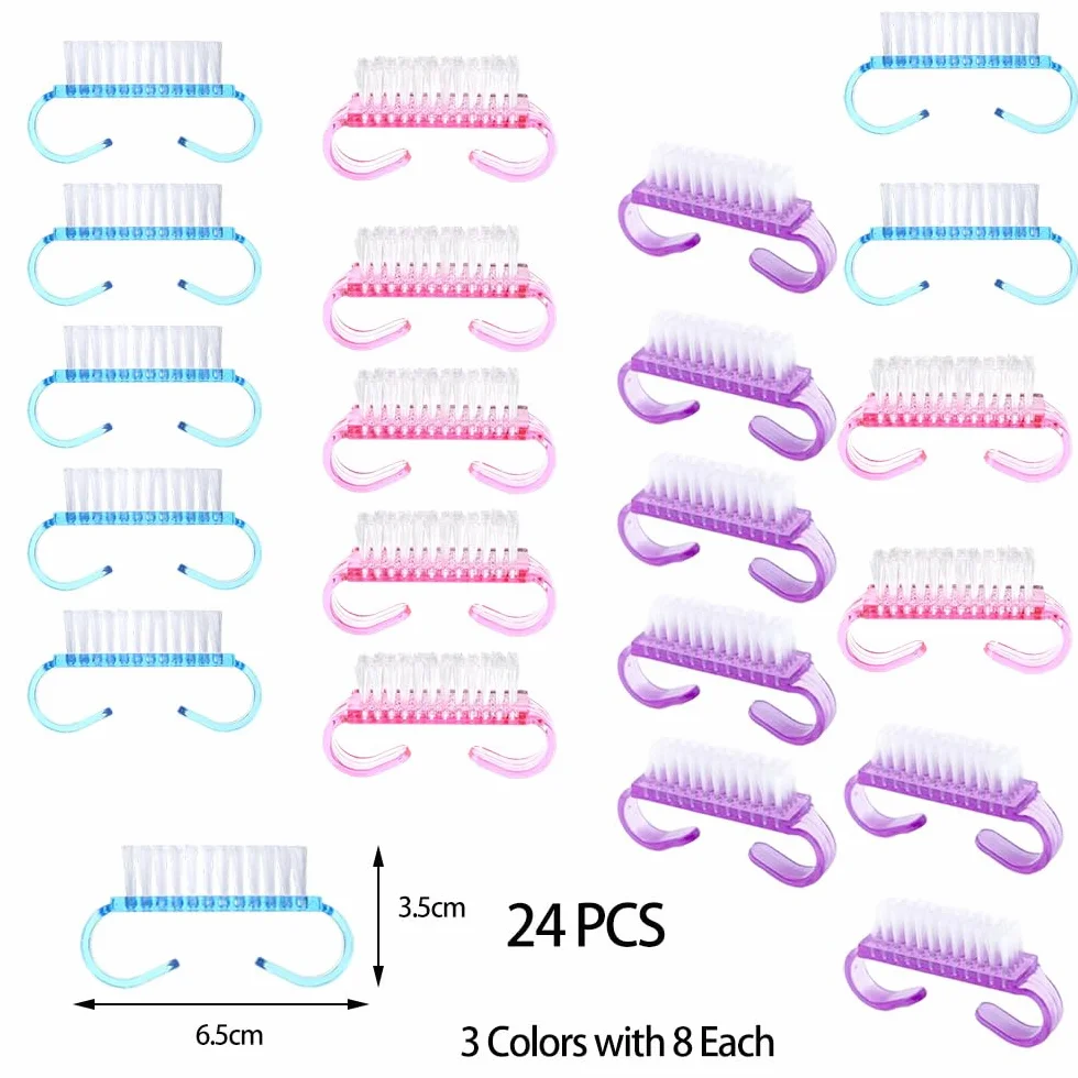 24 Pezzi Spazzola Per Unghie Spazzola Per Il Lavaggio Delle Mani con Manico in Plastica Lavaggio Di Mani Spazzolino Per Pulizia E Pulizia Delle Unghie(Viola, Rosa, Blu)