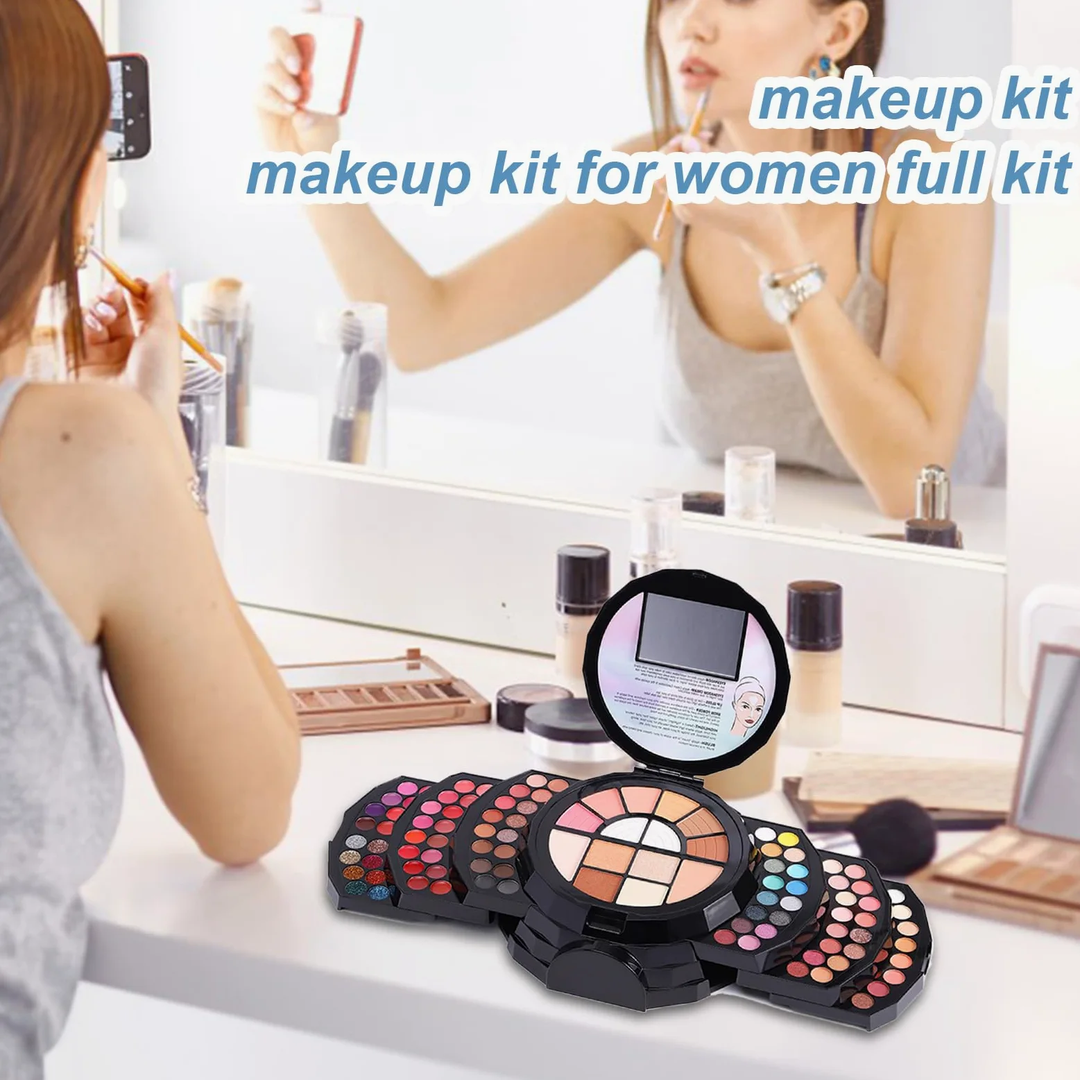 Kit Trucco Completo Molto Pigmentata Portatile Con Specchio Versatile | Kit Trucco Donna Per Donne Ragazze Viaggio Quotidiano Feste Amanti Del Trucco Appassionati Di Bellezza Principianti Hobbisti