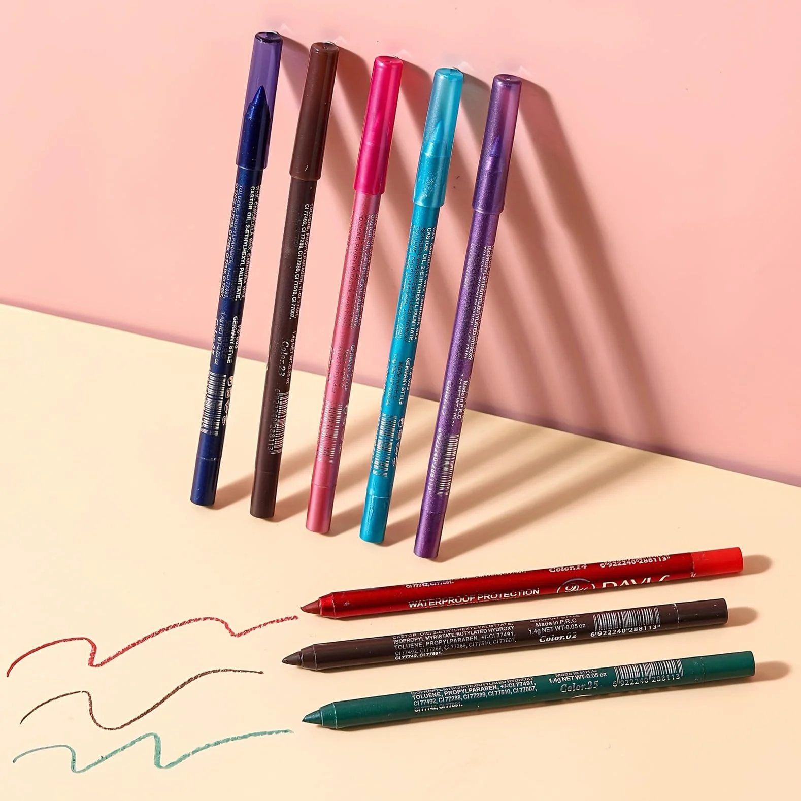 Waterproof Colored Eyeliner Pencil Set, 6/14 Pack Gel Eye Liners with Metallic & Shimmer Finish, Smudge-Proof Long-Lasting Makeup for Daily & Party Looks (C)