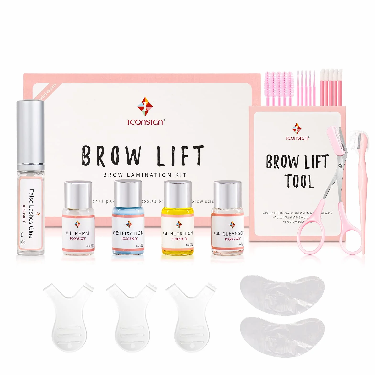 ICONSIGN Kit per la laminazione delle sopracciglia, kit professionale per il lifting semipermanente delle sopracciglia, adatto per l'uso in salone e a casa
