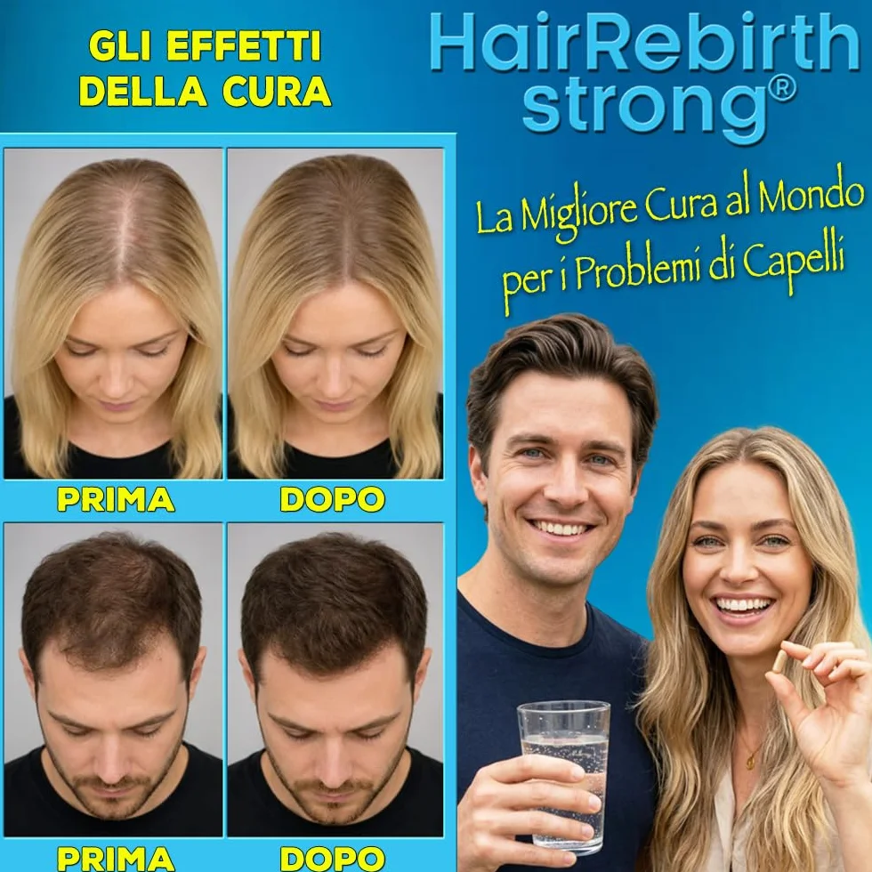 HAIR REBIRTH STRONG * 90 capsule * la Migliore Cura per i Capelli * Nuova Etichetta * Formula Tricologica: Cheratina Biotina Cistina Calcio D Vitamina B * Blocca la Caduta e fa Ricrescere i Capelli