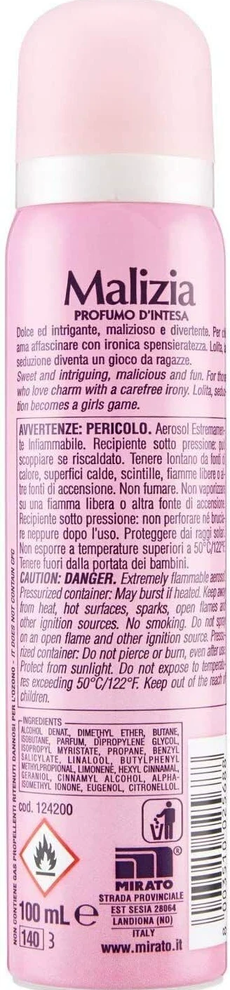 MALIZIA - Deodorante Donna Lolita Seduction Profumo, deodorante spray da donna, 100 ml + portachiavi gratuito Beni Culinari