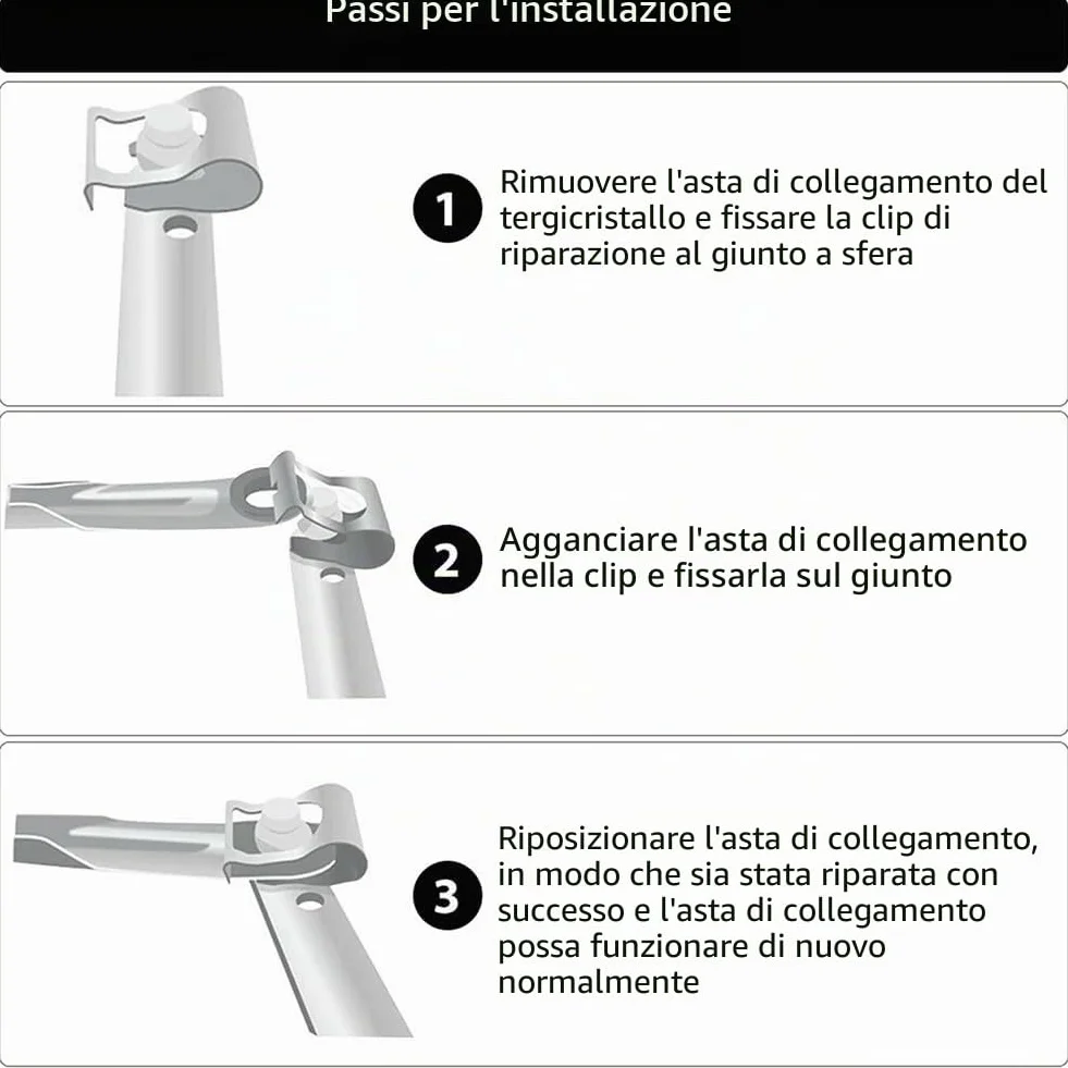 Tokaneit Clip Riparazione Tergicristallo 4 Pezzi Kit Bracci Biella