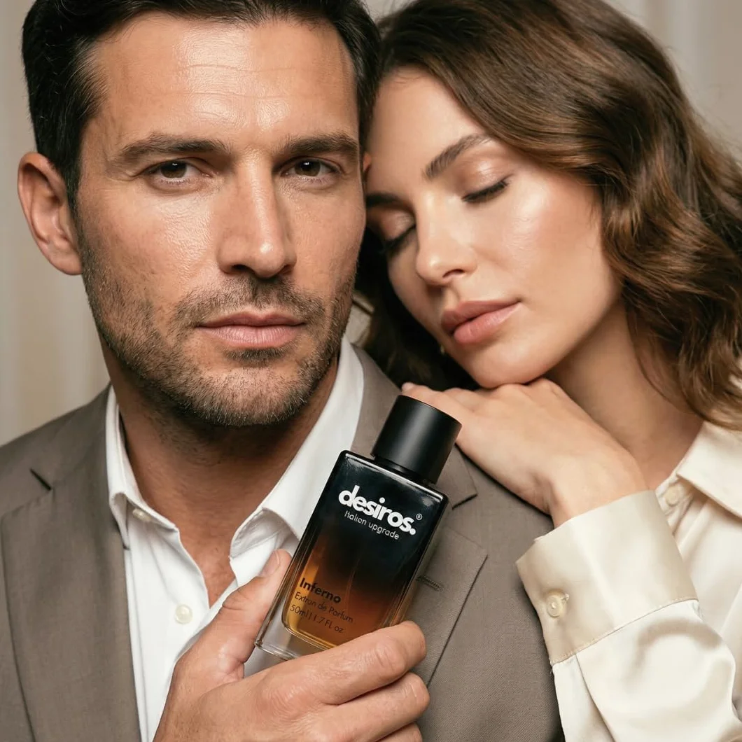 Desiros Inferno Estratto di Profumo Uomo 50ml 25% Oli Essenziali Note Agrumate Fresche Legnose