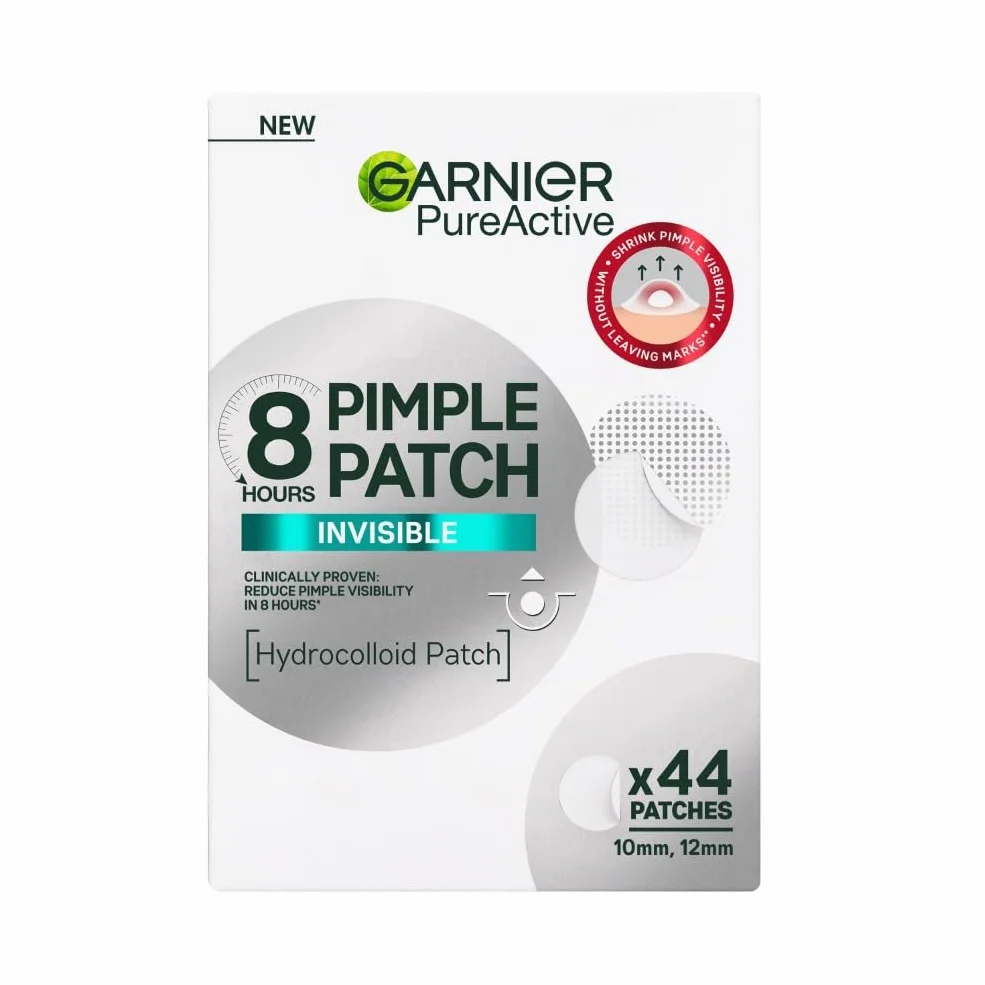 Garnier Pimple Patch Cerotti Idrocolloidali Invisibili Viso, Imperfezioni Ridotte in 8 Ore, Brufoli Visibilmente più Piatti, Adatti a Tutte le Tonalità di Pelle, Vegano, Pure Active, 44 Patch