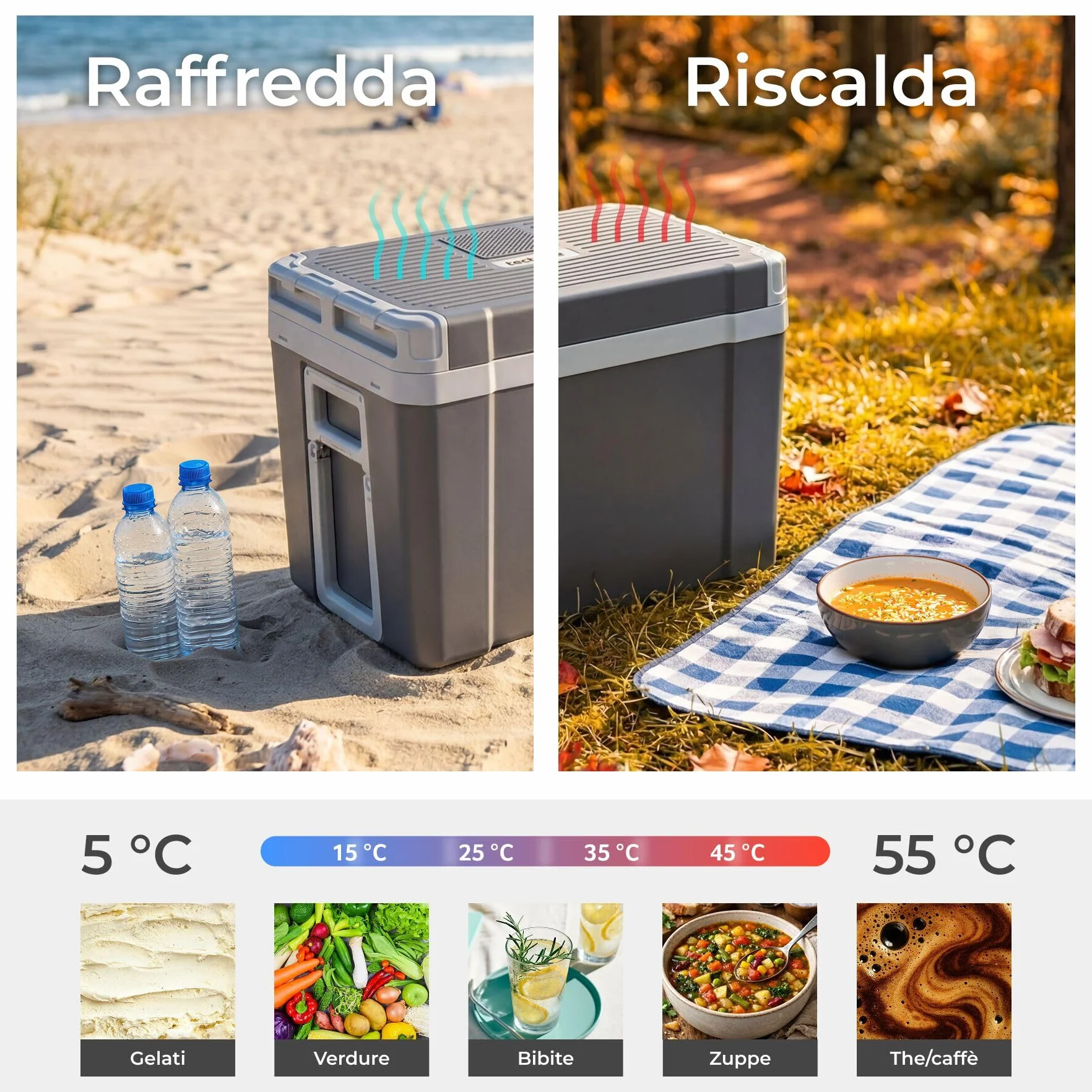 tectake® Frigorifero Portatile 35 L 2in1 Freddo Caldo per Auto e Casa ECO Mode