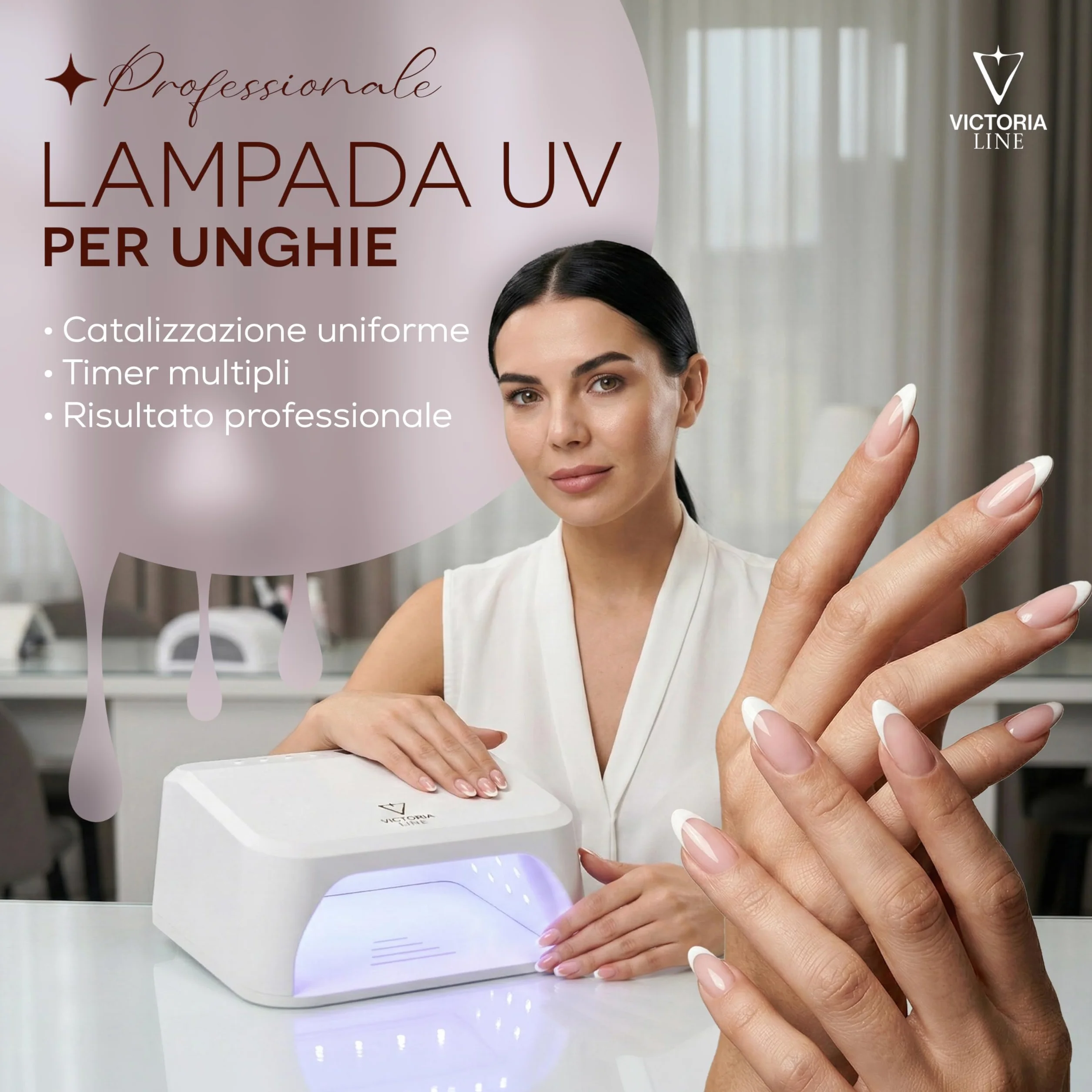 Lampada Unghie Professionale 60 LED 4 Timer Sensore Automatico Poggiamano Bianca