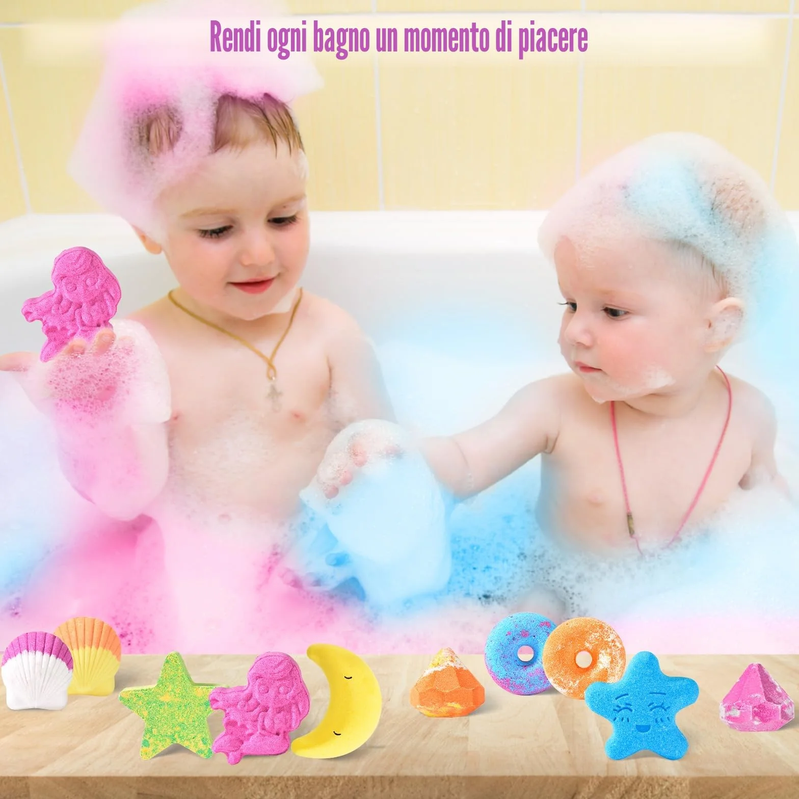 DUAIU Bombe da Bagno,10 Pezzi Bombe da Bagno Bambini Profumate Set Regalo,Fatte a Mano,Bomba da Bagno Arricchite con Sali da Bagno e Oli Essenziali per Donna,Bambini