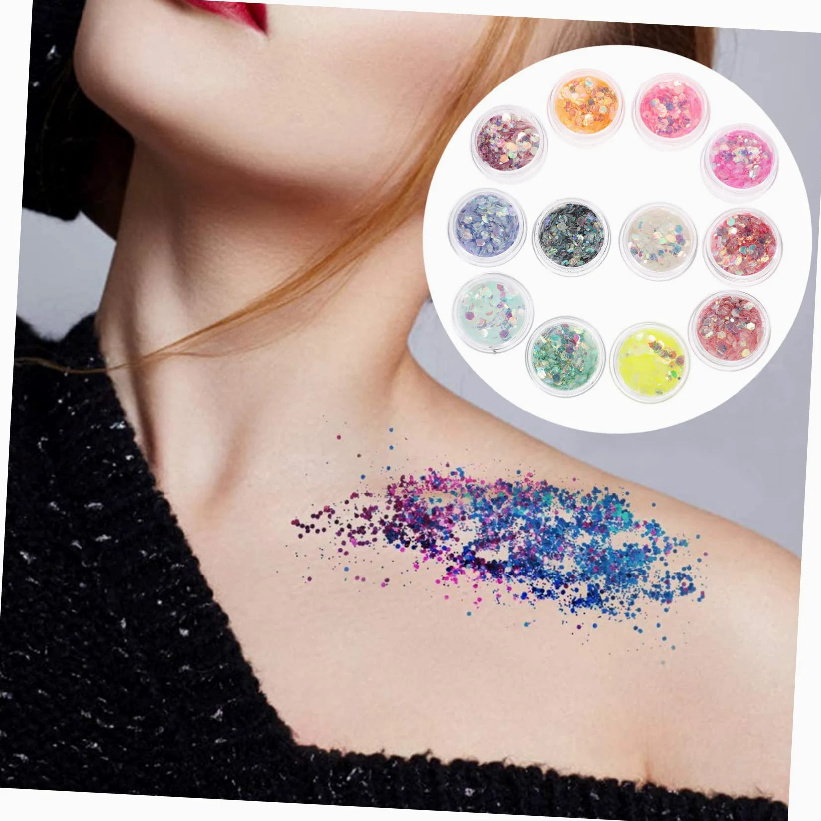 FRCOLOR 3 Set Innovativi Glitterati Per Feste Di Carnevale in Un Unico Set Di Trucco Per Corpo Viso E *3