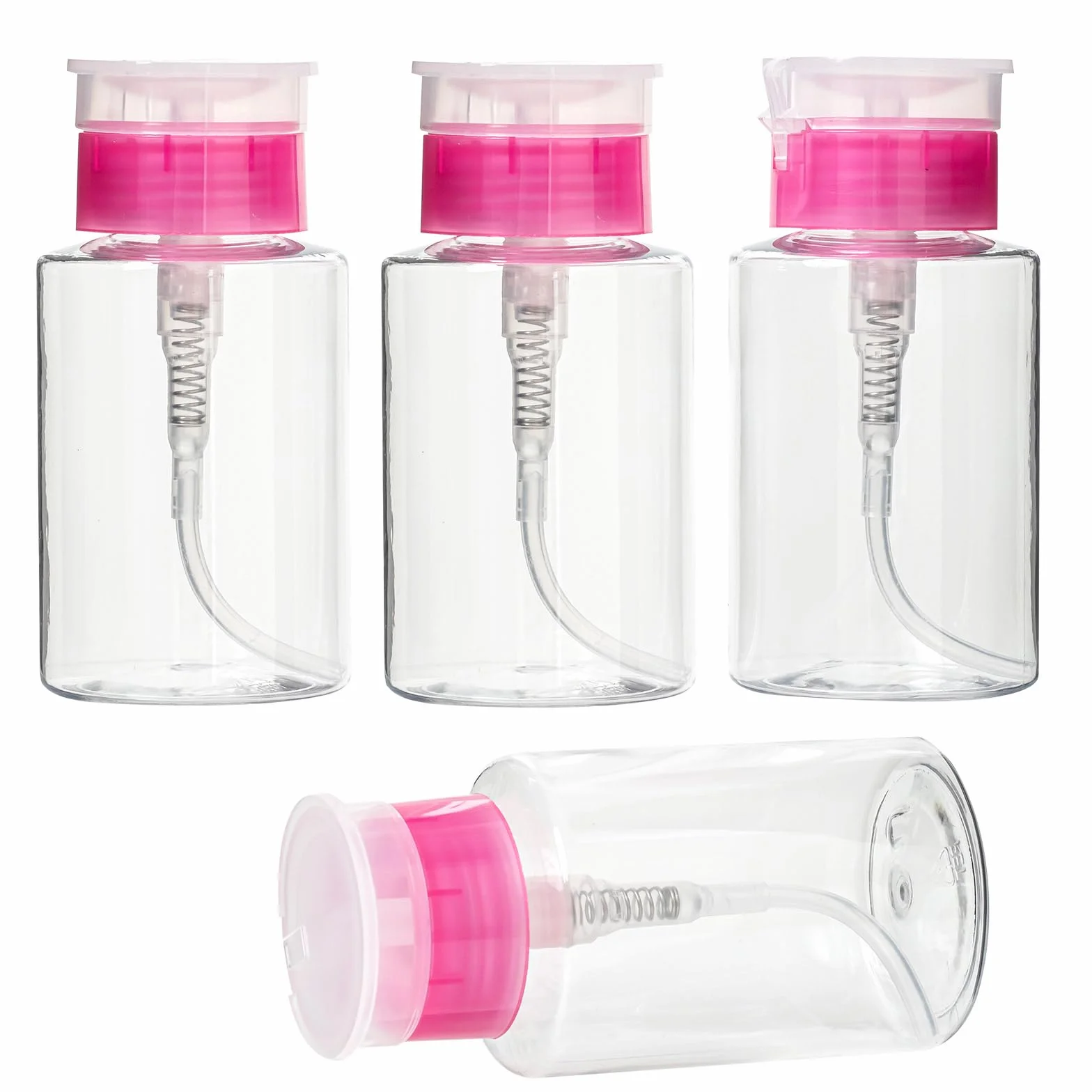 4 Pezzi Dispenser per Smalto,180 ml Flaconi a Pompa in Plastica, Bottiglie Ricaricabili per Detergenti e Liquidi Domestici, Contenitori da Viaggio Portatili Multiuso, Accessori per Casa e Cucina