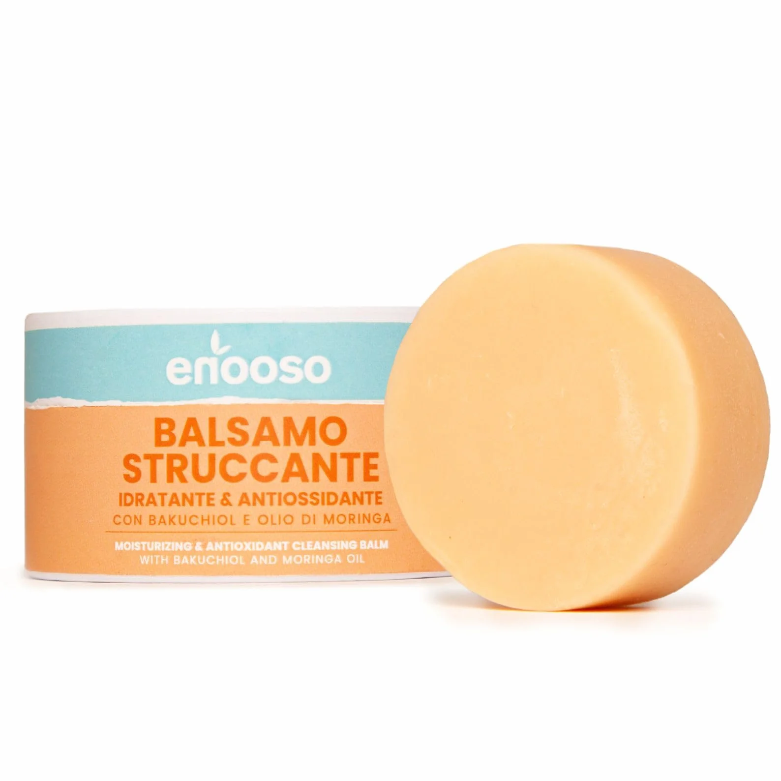 Enooso Balsamo Struccante Solido Waterproof Viso e Occhi con Bakuchiol, Vitamina E, Olio di Moringa e Cocco, 50g