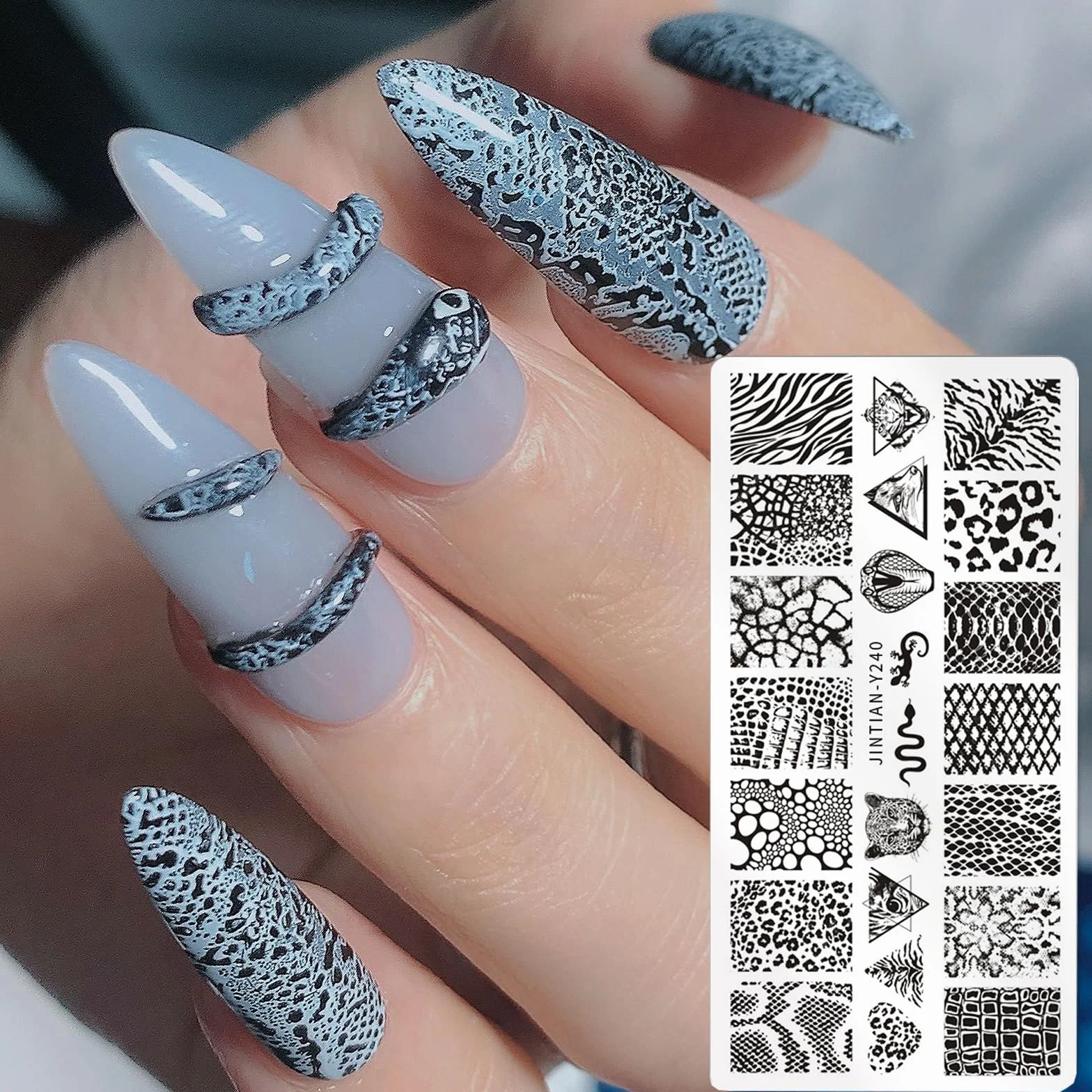 MWOOT 6 Pezzi Stamping Nail Art, Stampa Cuore Geometria Linee Animale Stencil Unghie Nail Art, Unghie Piastre Manicure Nail Piastra, Unghie Timbro Scraper Piatti Templates per Decorazione Unghie