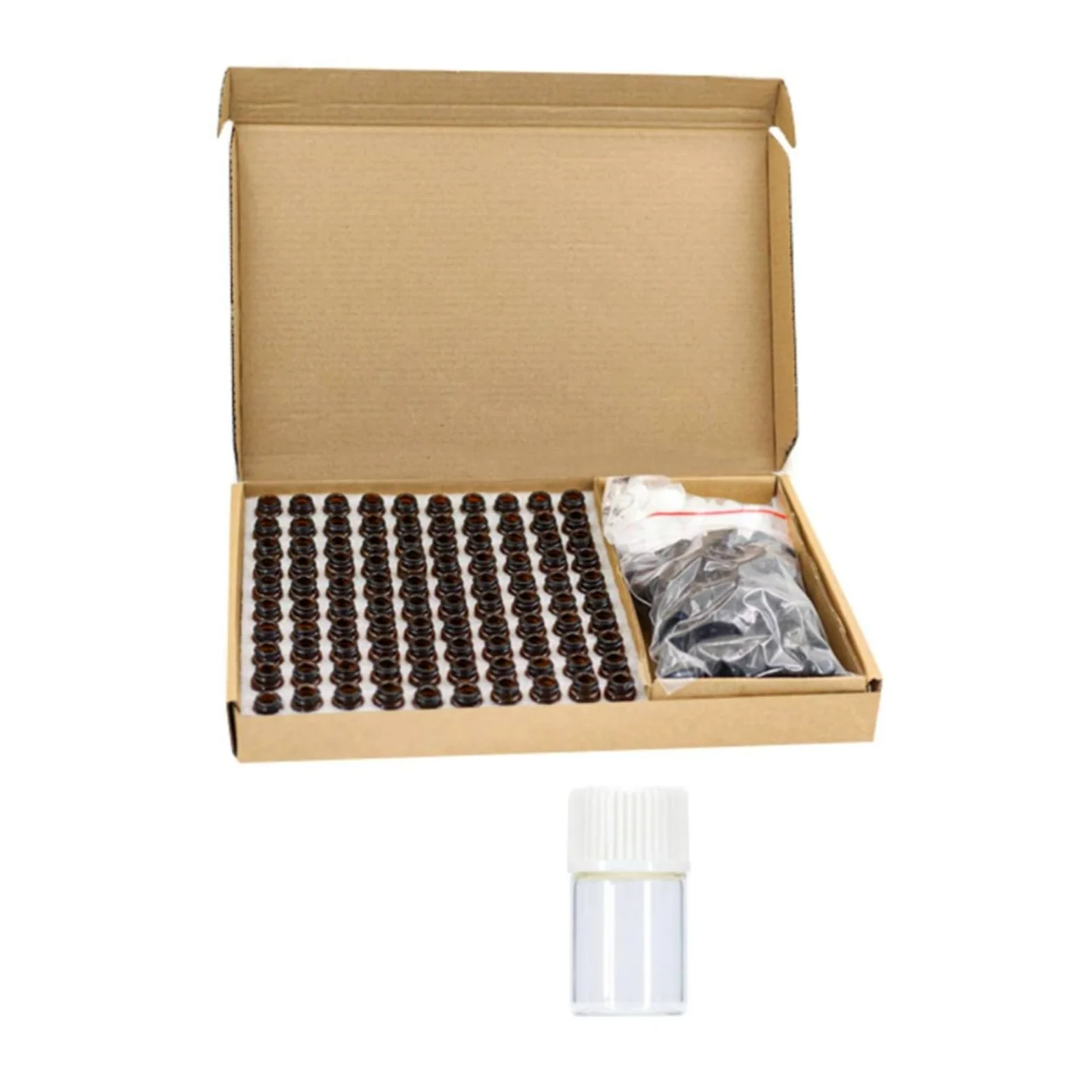 100 Pezzi Flaconcino in Vetro Flacone -Gocce Ricaricabile Bottiglia Contagocce per Campionamento, 2ml, style to 12