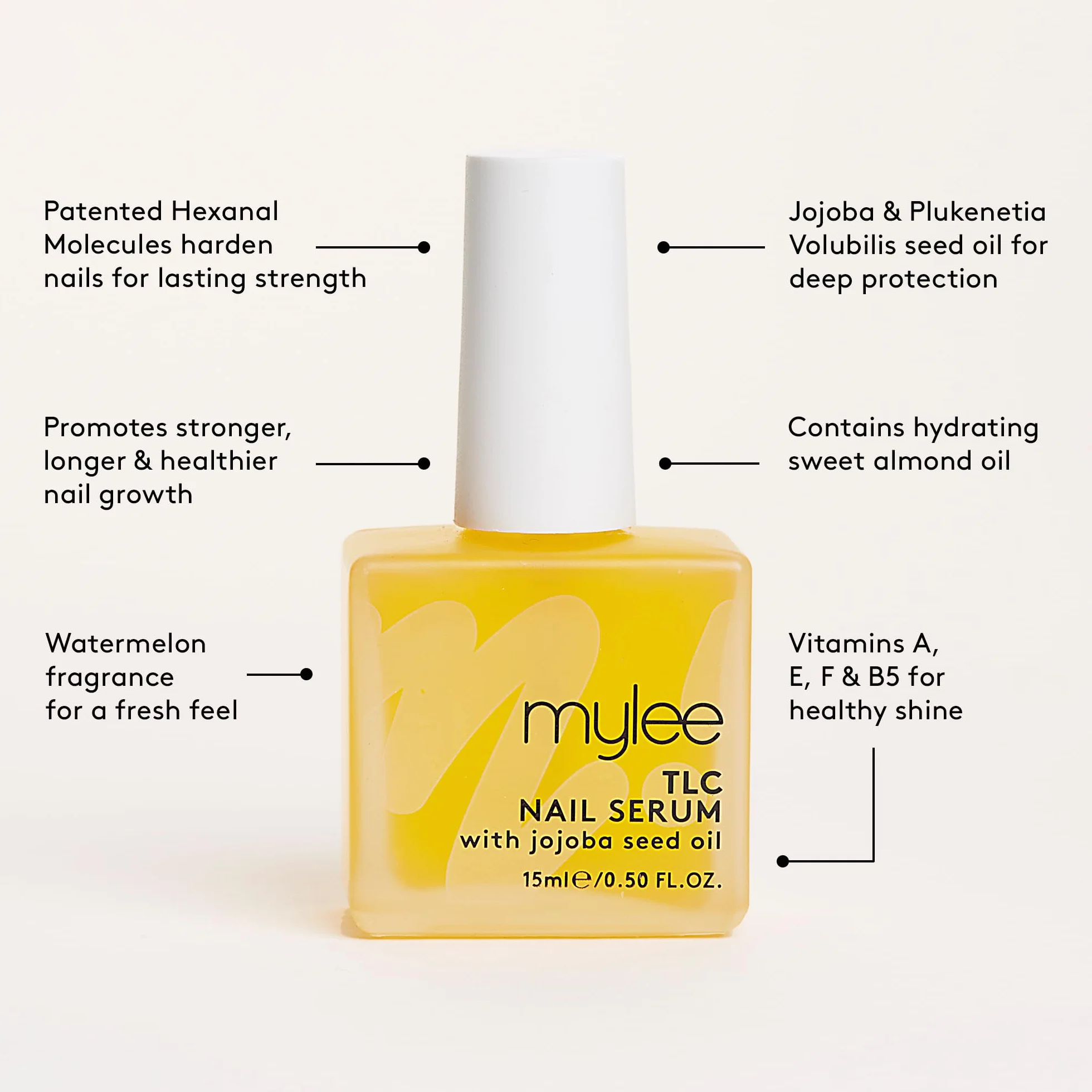 Mylee Siero per Unghie TLC, Trattamento per Riparare le Unghie, Promuovere una Crescita Più Forte, Lunga e Sana e Nutrire le Cuticole, Con Olio di Mandorle Dolci e Vitamine, Fresco Profumo di Anguria