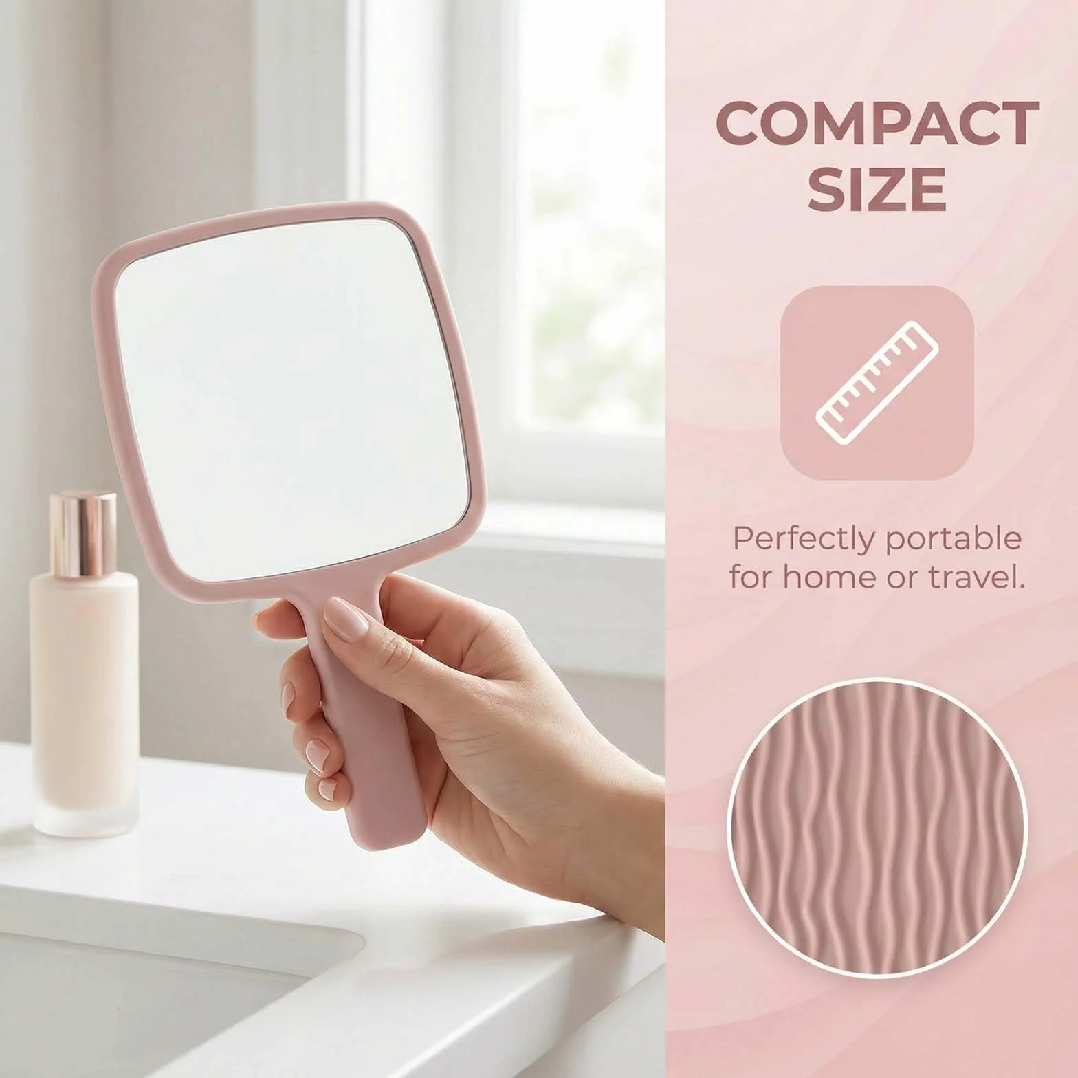 Specchio a Mano con Manico Professionale Specchio Portatile da Barbiere con Maniglia Ergonomica Bianco