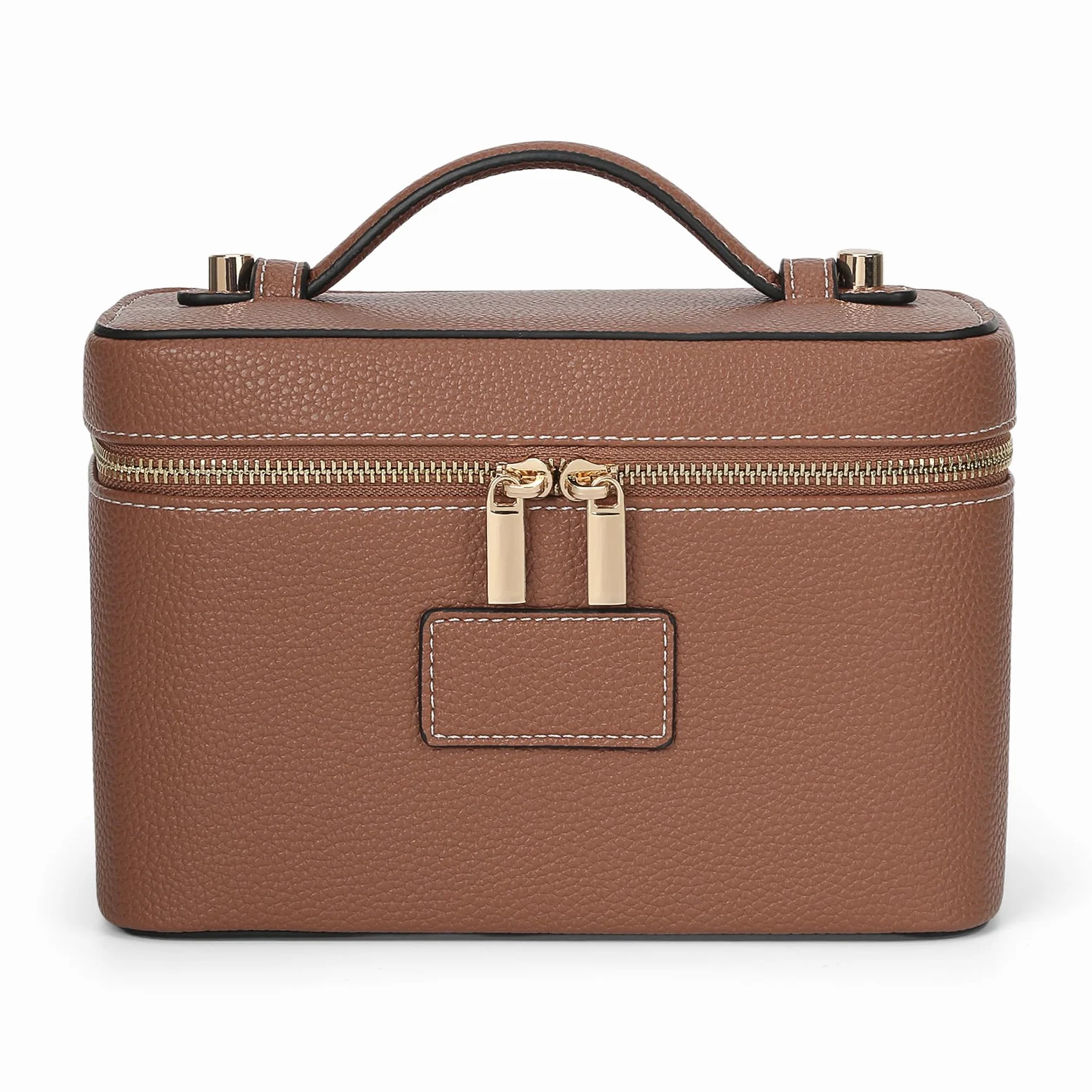 HiTotes, trousse per trucchi, borsa da viaggio in pelle per articoli da toeletta, organizer per trucchi con divisore rimovibile per uso quotidiano, 02-marrone, 21.5cm