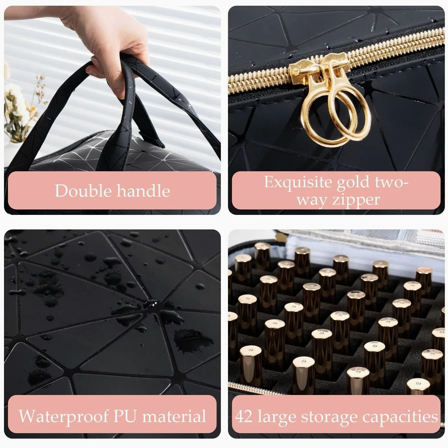Organizzatore Borsa Multifunzionale for La Conservazione dello Smalto, Scatola Portatile for Oli Essenziali Smalti(Black)