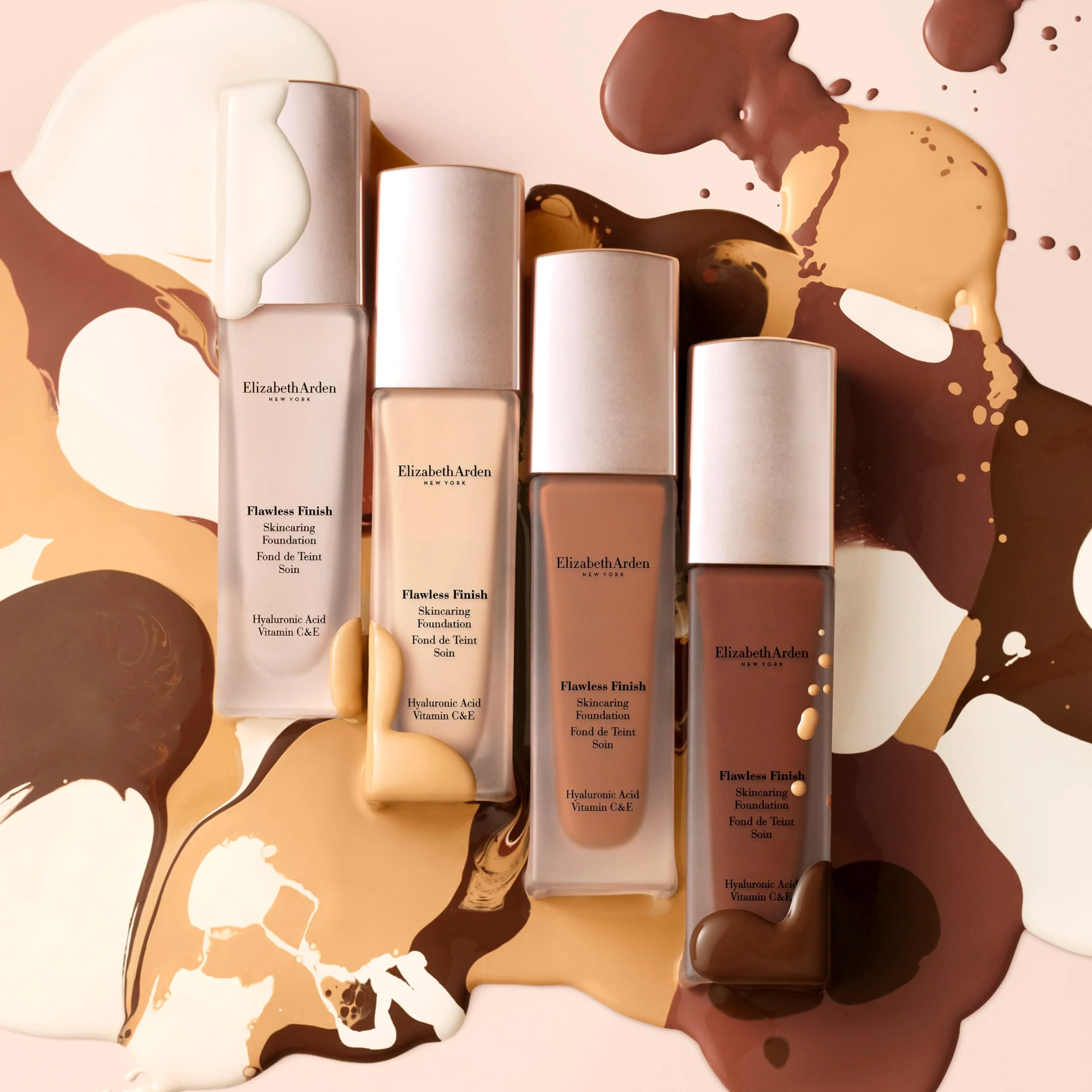 Elizabeth Arden - Fondotinta Flawless Finish con Acido Ialuronico, Vitamina C e E, Trucco Liquido a Lunga Durata Senza Profumo, 300N, per Pelle Media con Sottotoni Neutri, 30ml