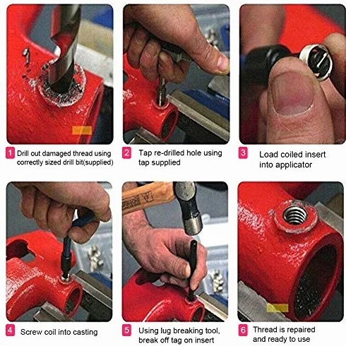 M7 Inserti di Riparazione Filettatura, Kit 25 Pezzi, Inserti Metrici 7 mm, Scatola di Plastica
