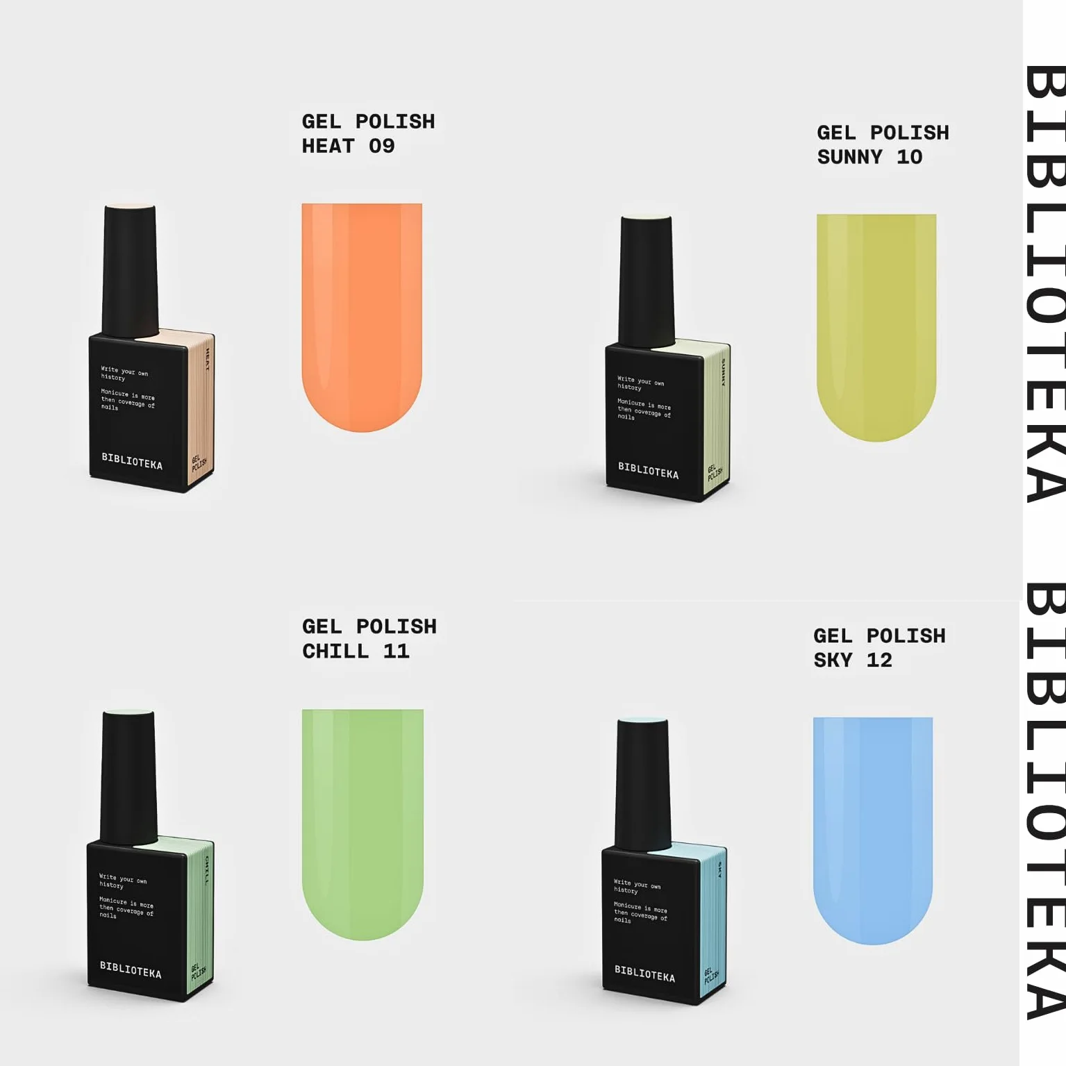 BIBLIOTEKA Smalto Semipermanente ad alta pigmentazione, facile auto-livellante, copertura uniforme, collezione ICED MOOD, 10 ml x 8 pezzi (collezione ICED MOOD)