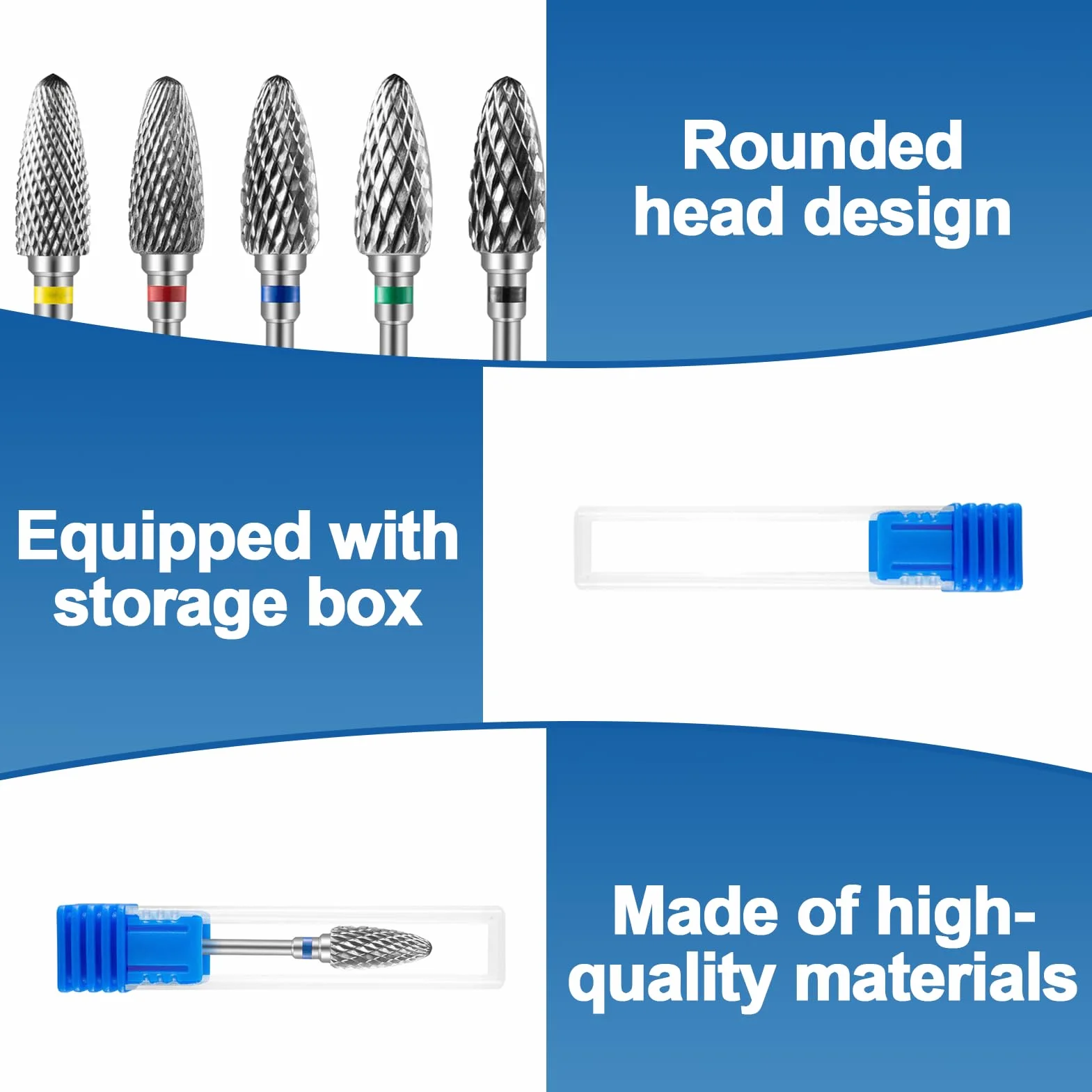 Punte per fresa in tungsteno, carburo di tungsteno, strumenti professionali per manicure