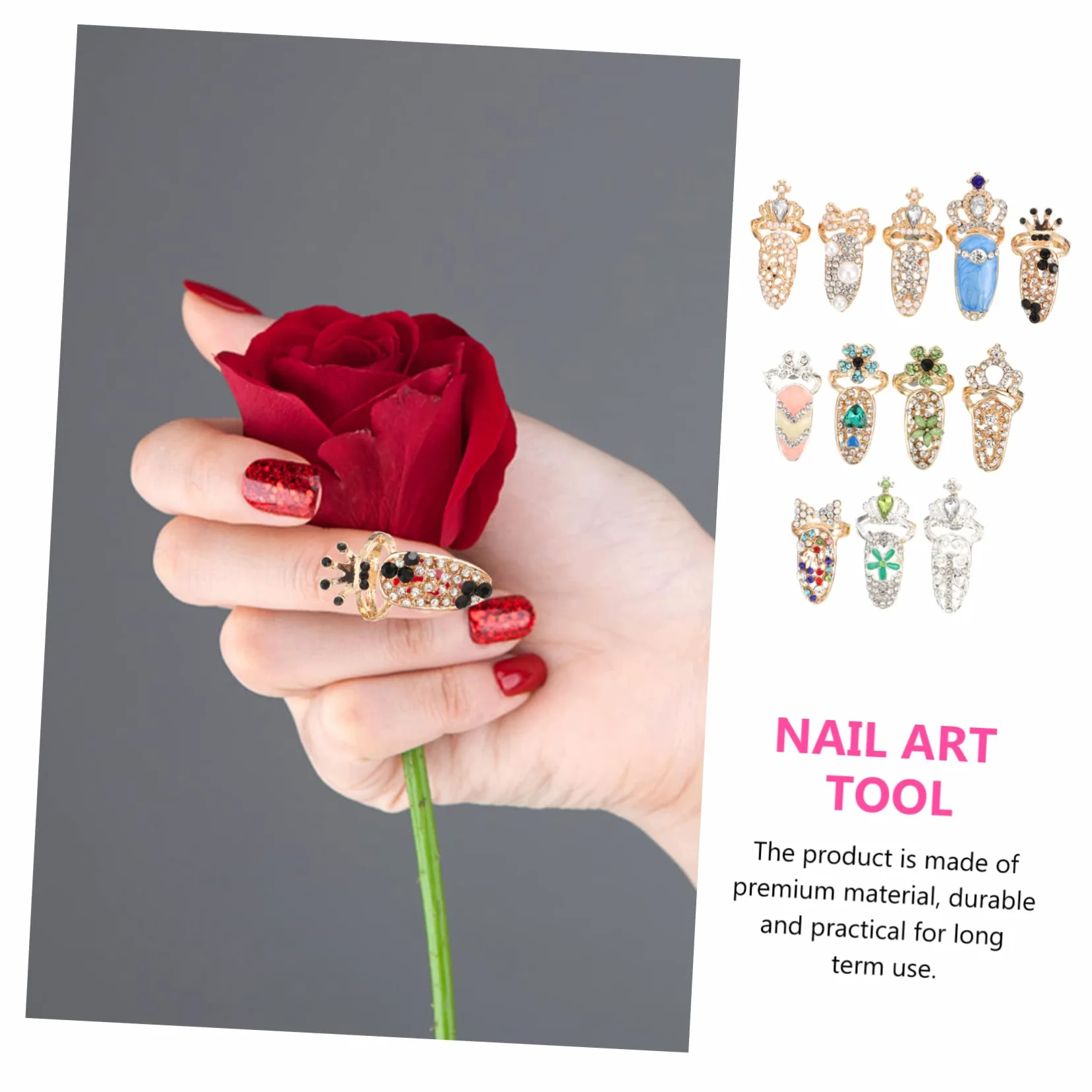 Didiseaon 5 Set Anello Per Unghie Decorazioni Unghie Decorazioni Per Unghie Artiglio Dell'unghia Ciondoli Per Unghie 3d Kit Accessori Per Manicure Decorazione Delle Unghie Lega 12 Pezzi * 5