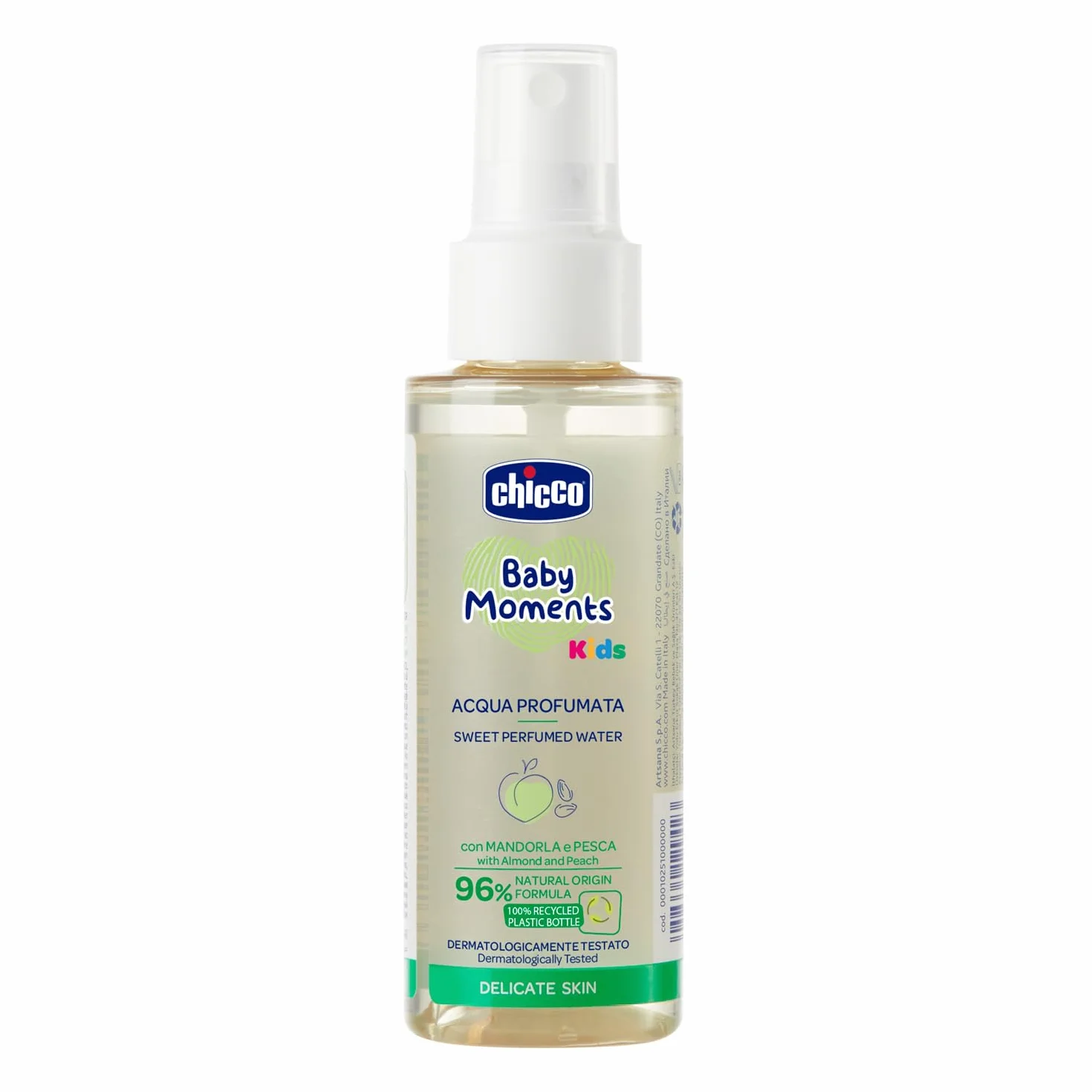 Chicco Baby Moments Acqua Profumata Delicata con Estratti di Mandorla e Pesca, 0 Mesi+, 100 ml