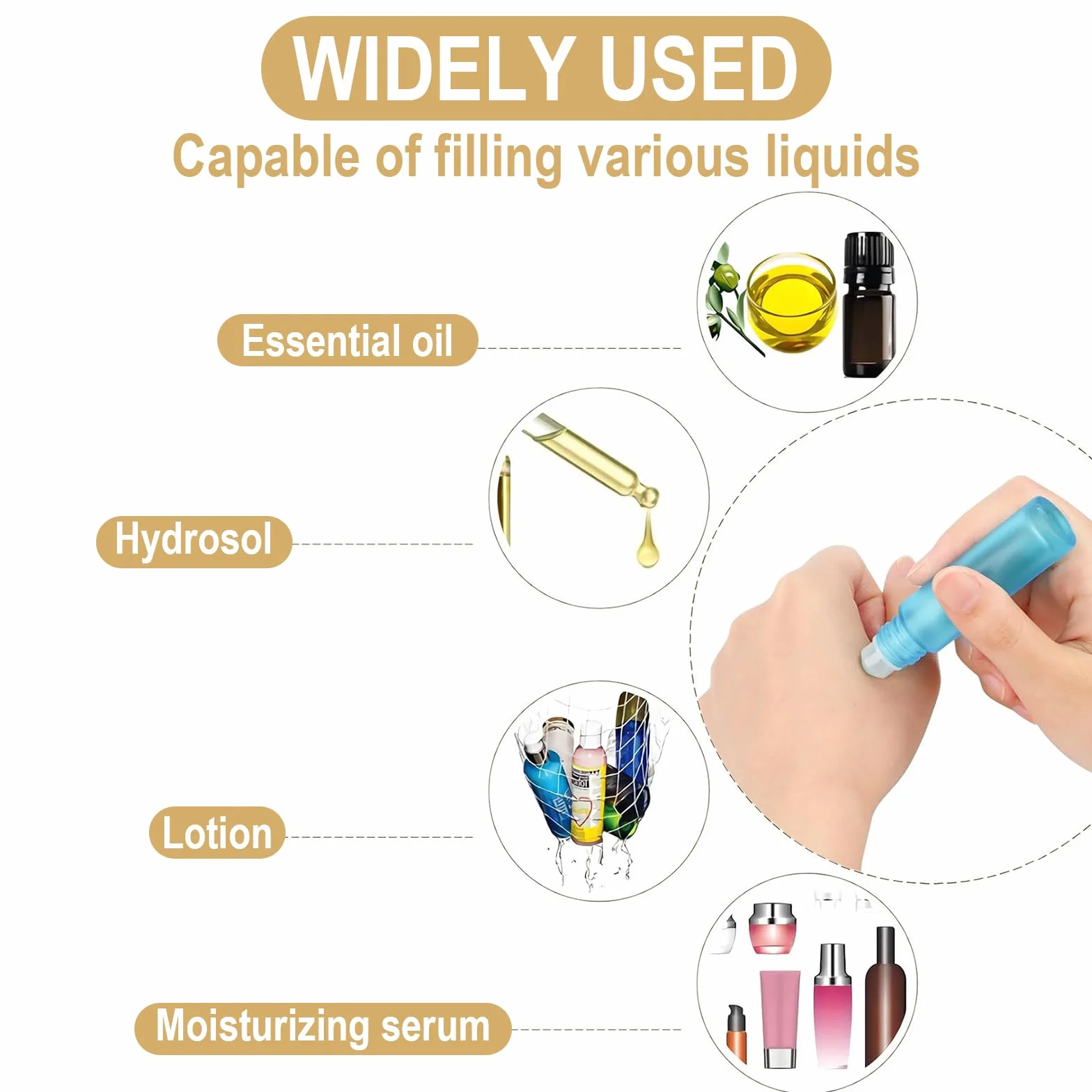 10 ml flacone Roll on Vuoto, 10 Pezzi flaconi Roll on per Oli - flaconi in Vetro Oli Essenziali, aromaterapia, profumi e Cosmetici, Moderni (10 Colori)