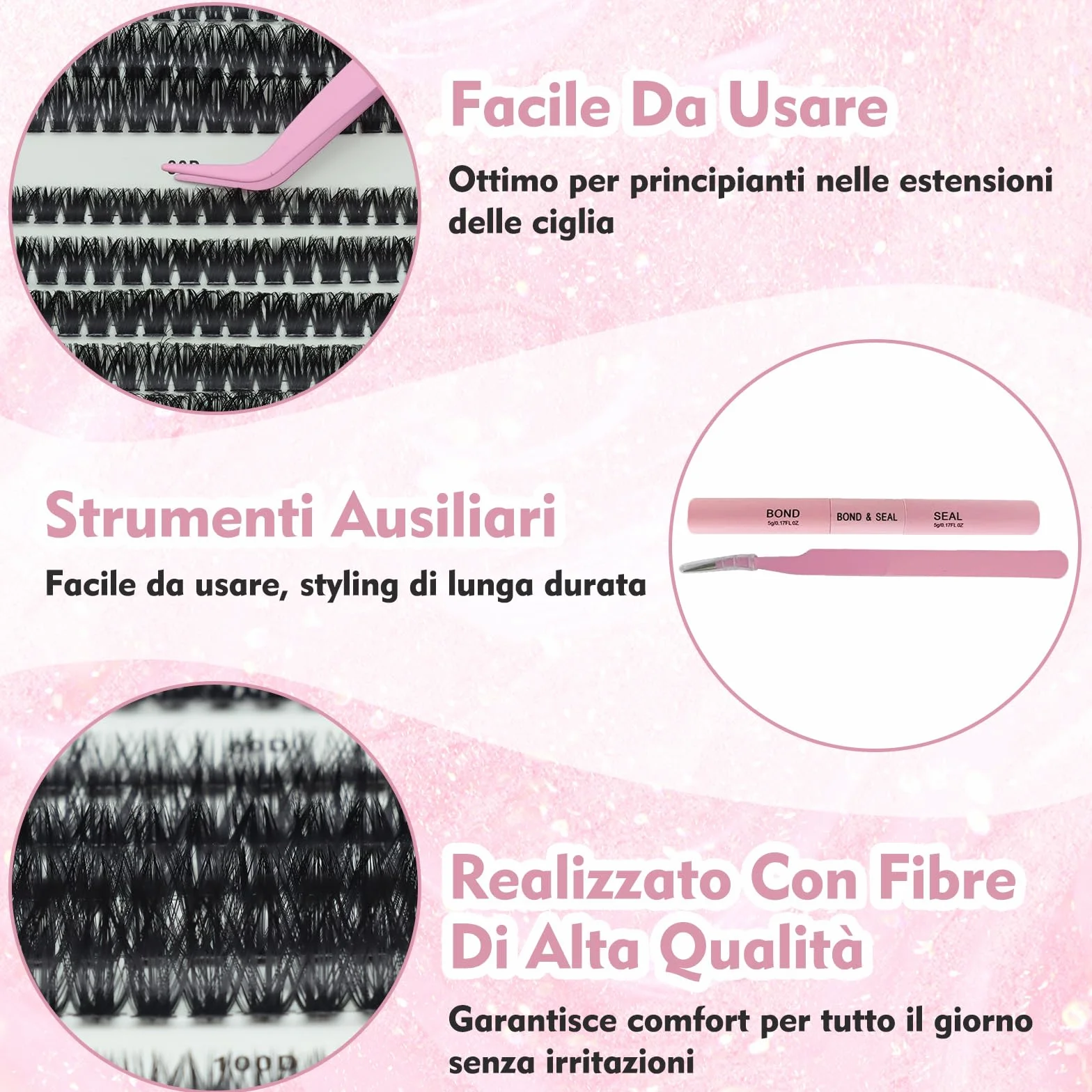 VEGCOO 560 Pezzi Ciglia Finte Extension Ciglia, 60-80-100D Curl, 8-16mm Kit