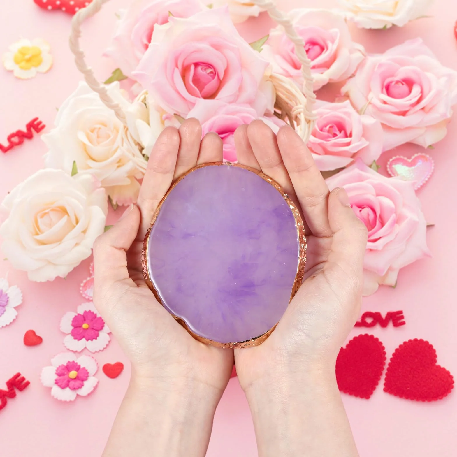 WLLHYF Tavolozza per nail art, in resina, per nail art, mista, irregolare, piastra per il trucco, per nail art, colore dipinto a mano (viola)