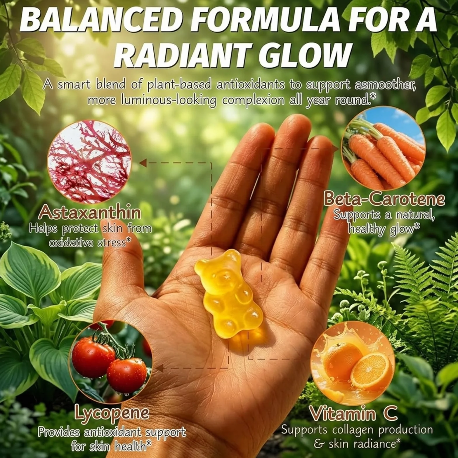 Gummies abbronzanti da donna,2026 abbronzatura rapida senza sole,integratore abbronzatura,luminosità e idratazione della pelle per un bagliore