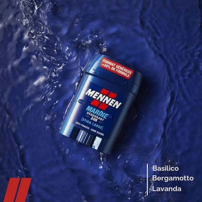 Mennen - Set di 6 deodoranti, tonico 24h x2, Marine 24h x2 e Natural Force 48h x2, bastoncini larghi senza alcool anti impronte