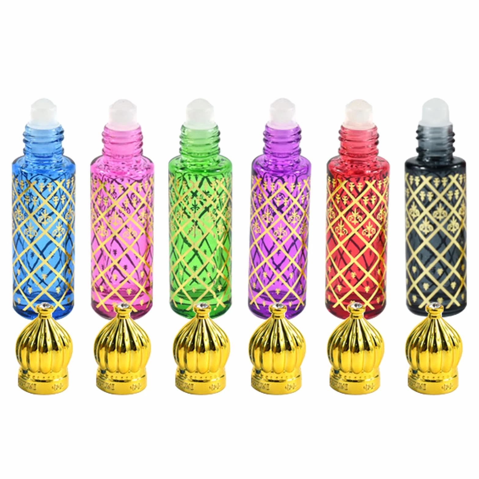 6 Pz Roll on Oli Essenziali Riutilizzabile, Bottigliette per Oli Essenziali Liquid con Rullo in Acciaio Inox, Art Deco Bottiglie a Piccolo Dimensione Del Flaconi Vuoto Viaggio Viaggiare - C
