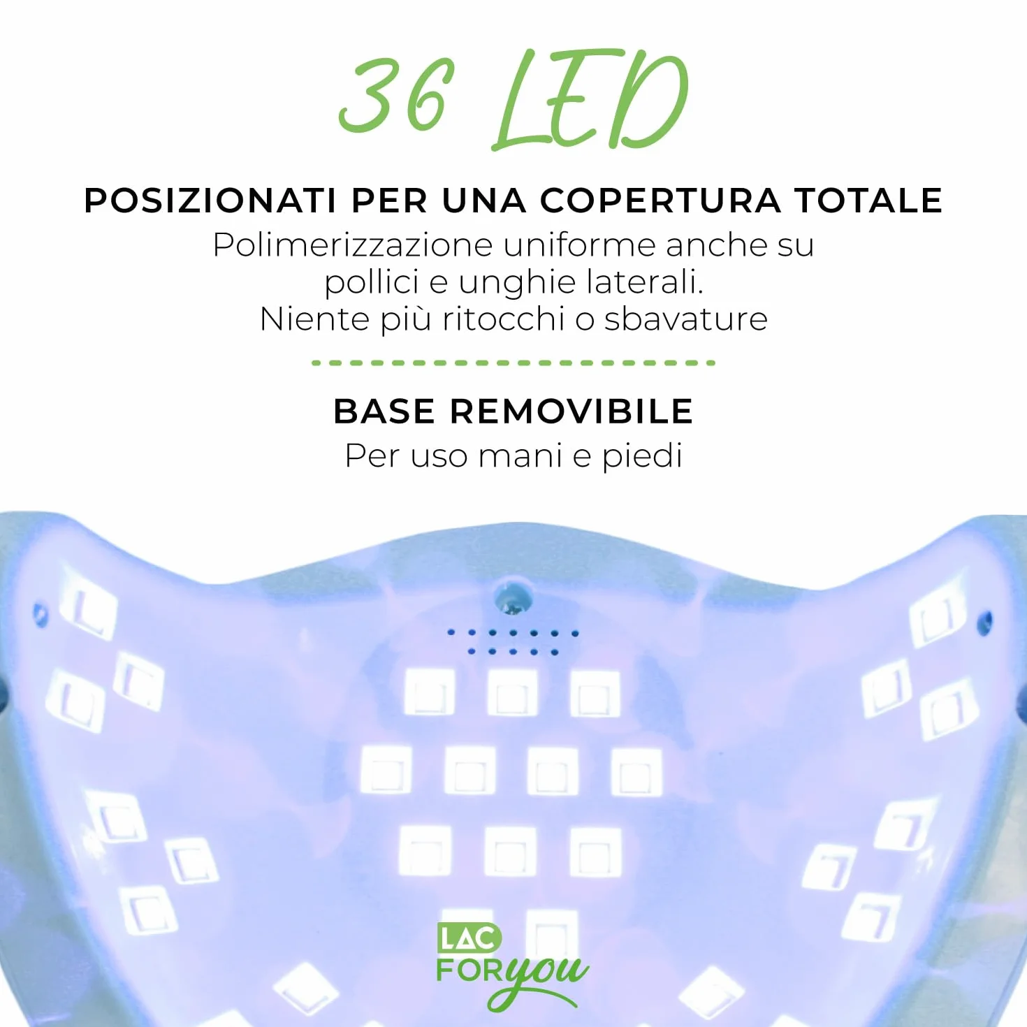 Lampada UV LED Unghie 36 LED 365+405nm Fornetto 4 Timer 10/30/60/99s Display LCD Base Rimovibile Asciuga Gel Semipermanente